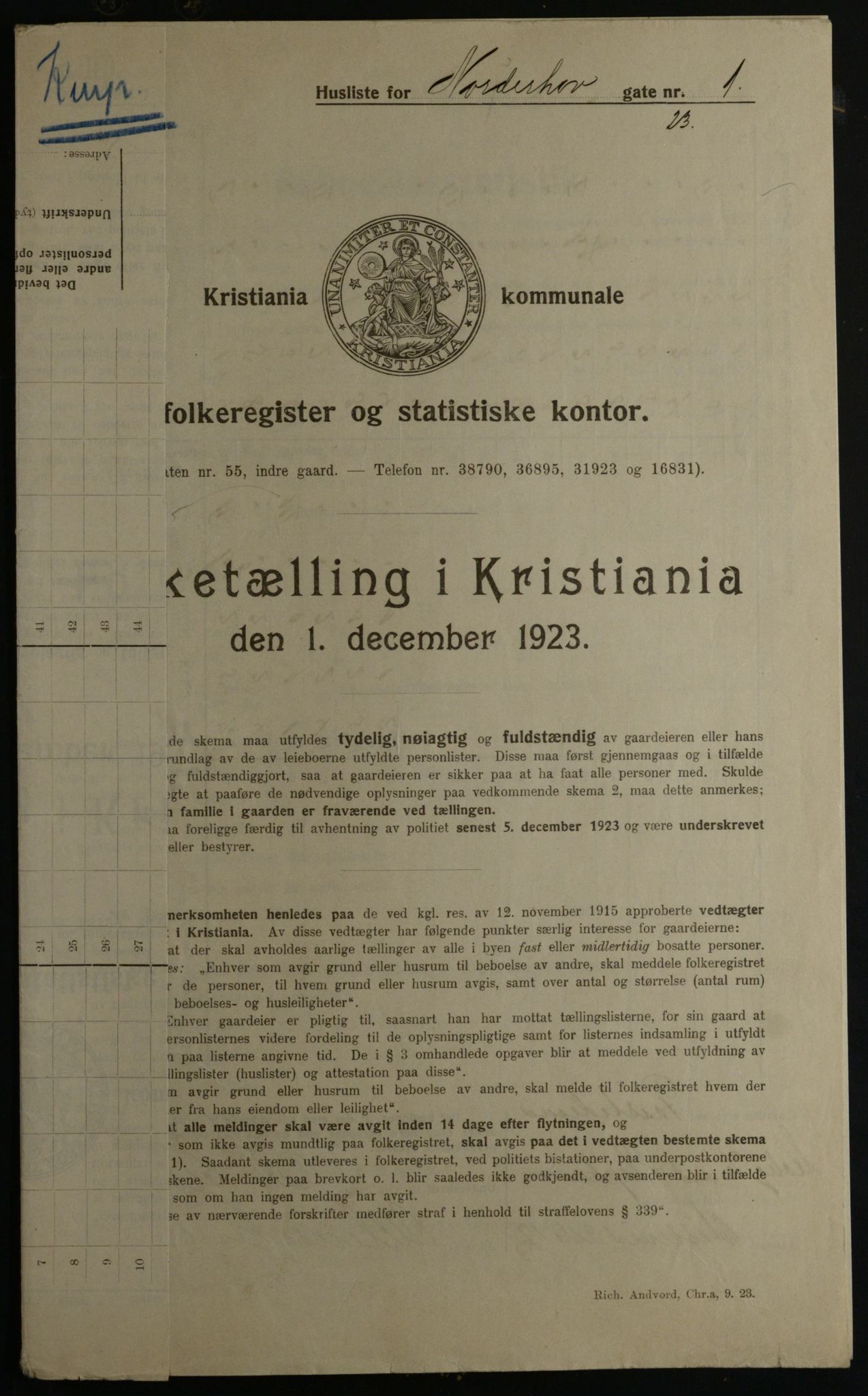 OBA, Municipal Census 1923 for Kristiania, 1923, p. 79648