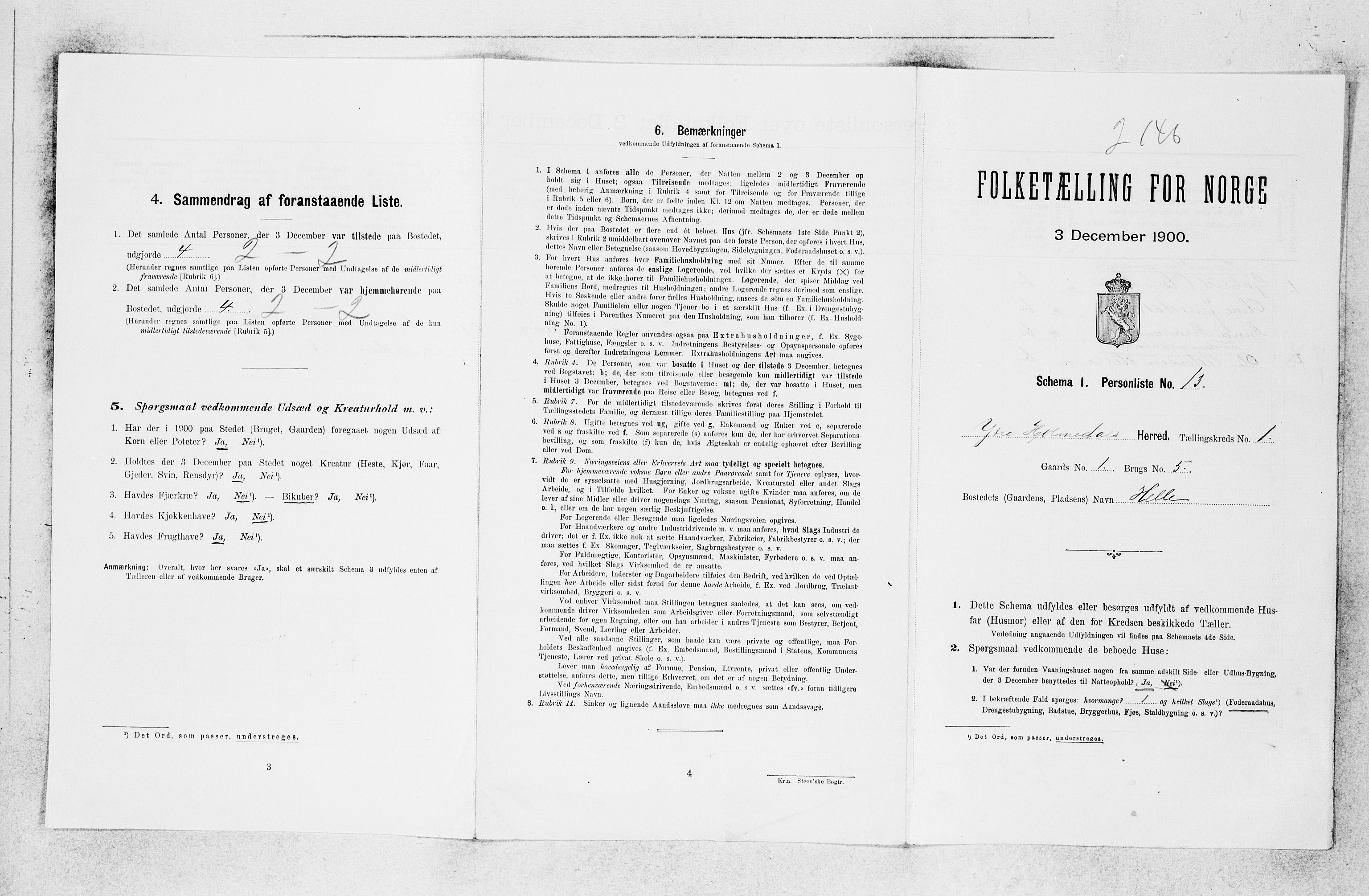 SAB, 1900 census for Ytre Holmedal, 1900, p. 129