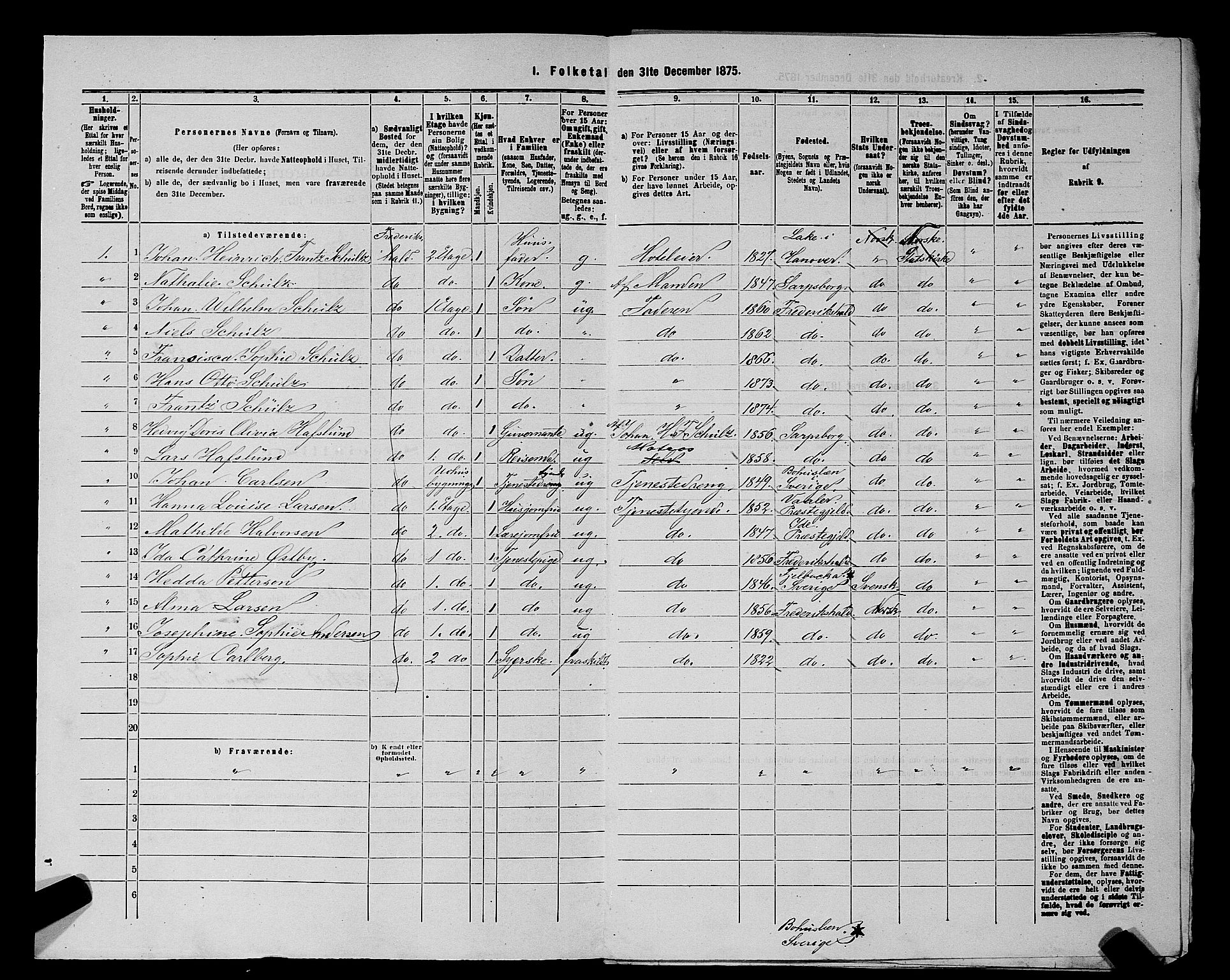 RA, 1875 census for 0101P Fredrikshald, 1875, p. 349