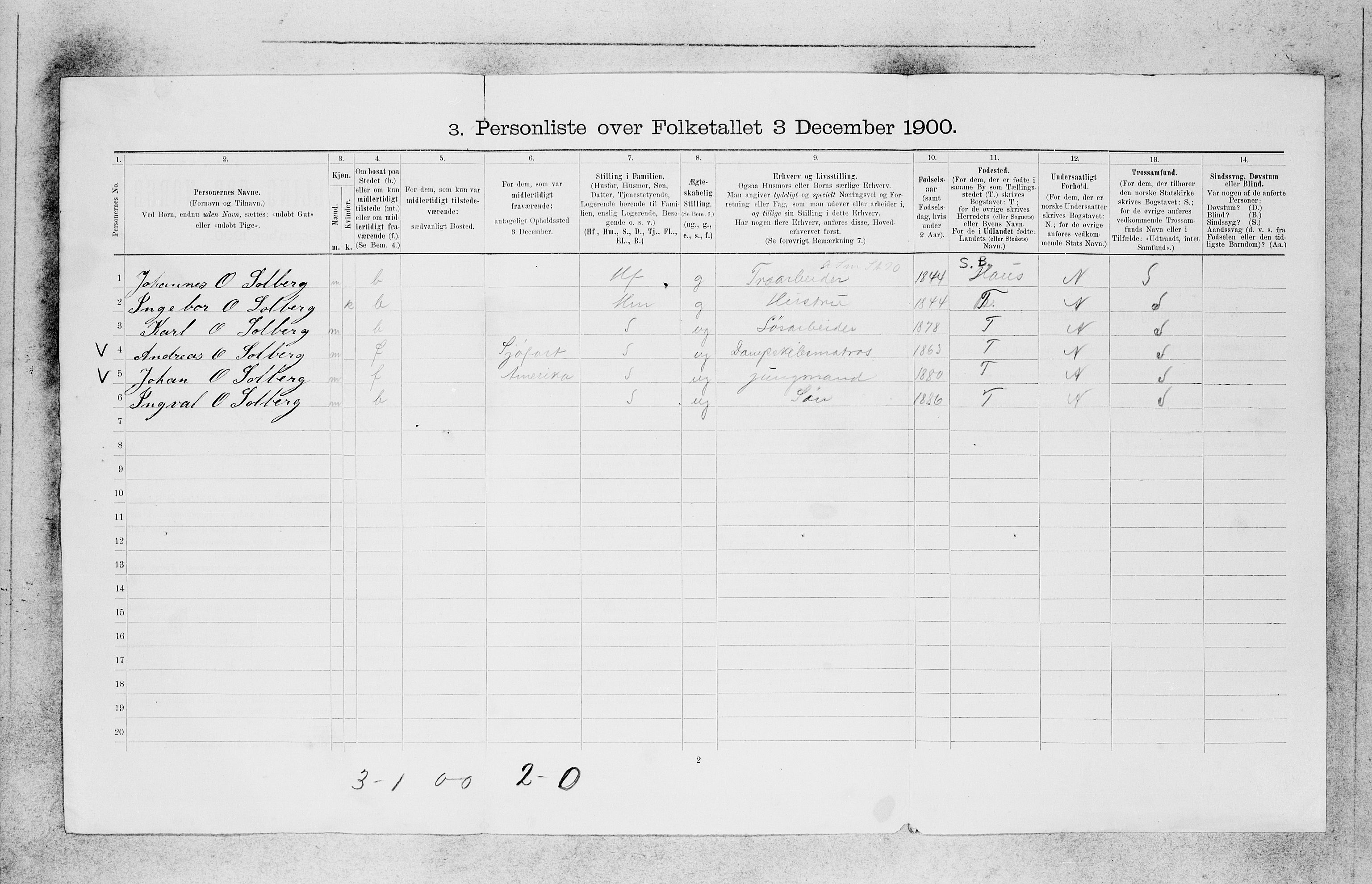 SAB, 1900 census for Bergen, 1900, p. 16134