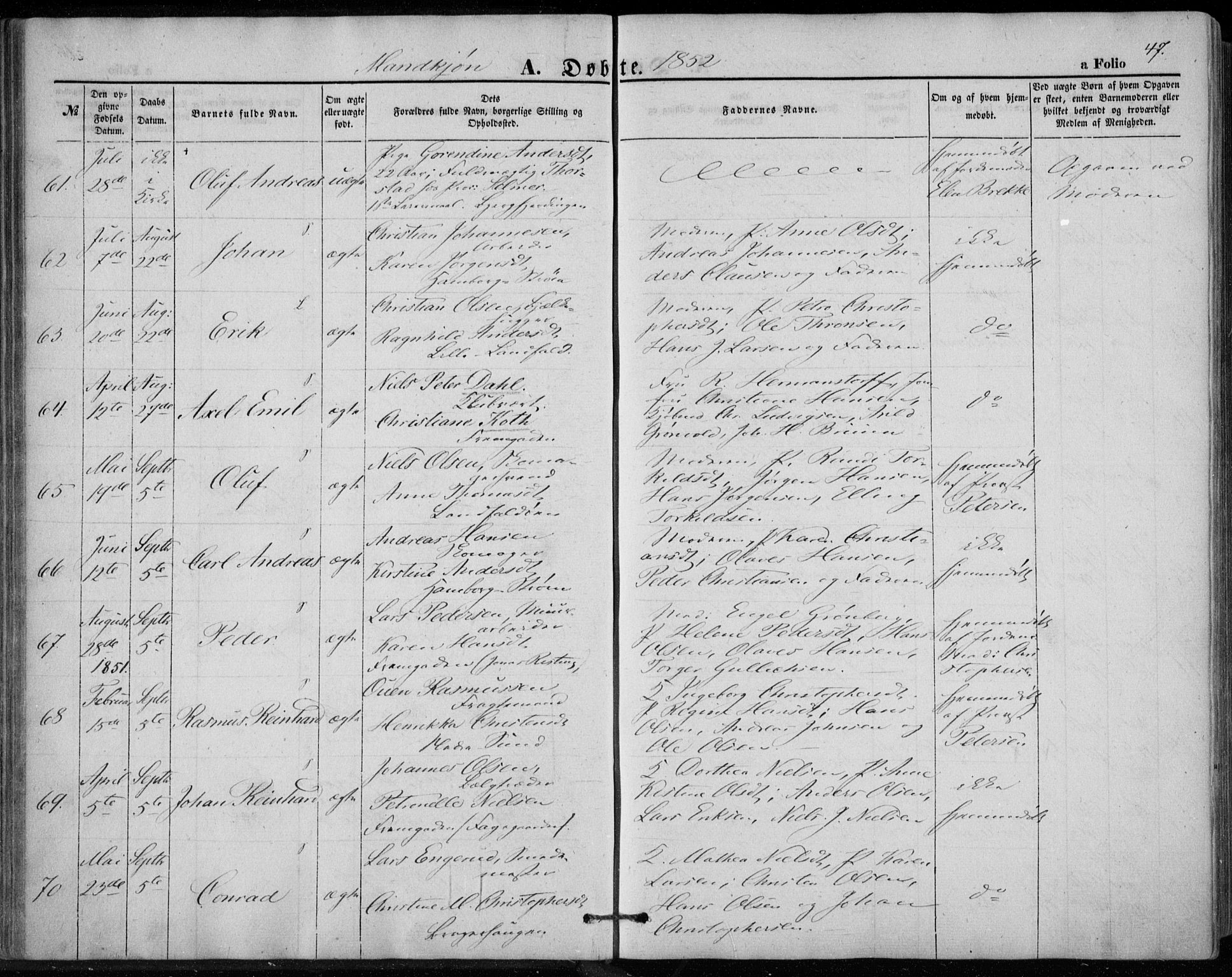 Bragernes kirkebøker, AV/SAKO-A-6/F/Fb/L0002: Parish register (official) no. II 2, 1848-1859, p. 47