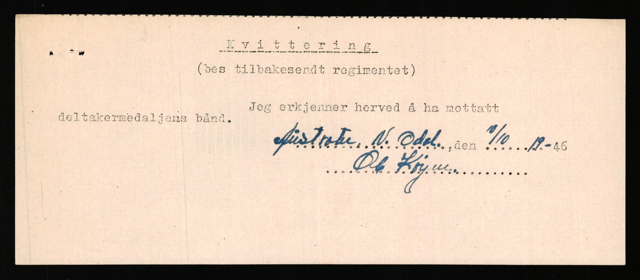 Forsvaret, Jegerkorpset - Akershus infantriregiment nr. 4, RA/RAFA-2947/D/Dd/L0055: DELTAKERMEDALJEN 2. VERDENSKRIG BOKS 3 H-M, 1945-1950, p. 762