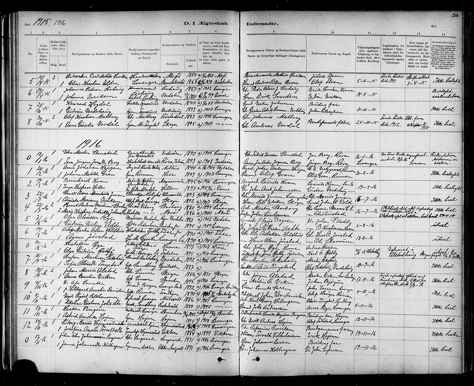 Ministerialprotokoller, klokkerbøker og fødselsregistre - Nord-Trøndelag, SAT/A-1458/721/L0208: Parish register (copy) no. 721C01, 1880-1917, p. 200