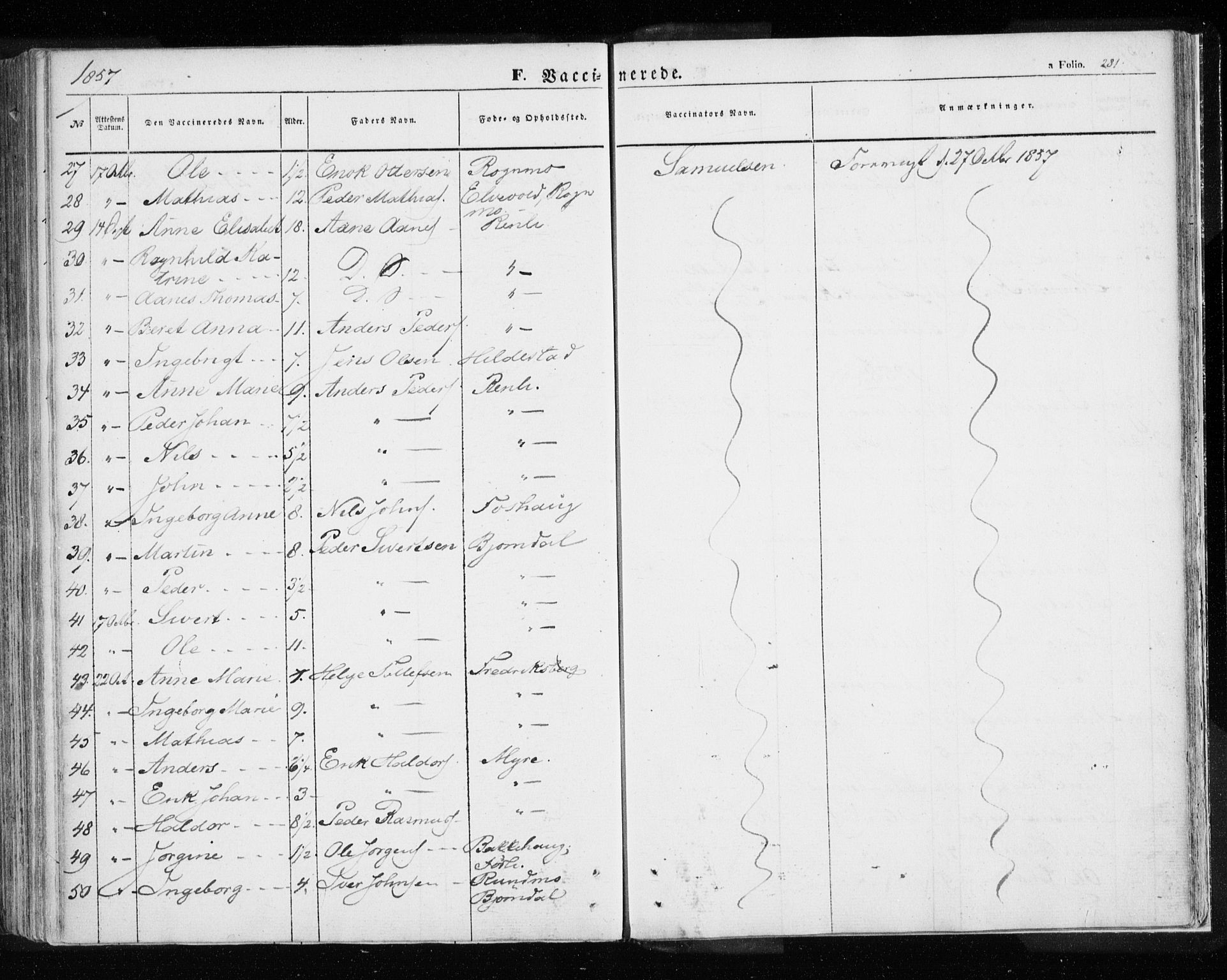 Målselv sokneprestembete, AV/SATØ-S-1311/G/Ga/Gaa/L0003kirke: Parish register (official) no. 3, 1853-1863, p. 281