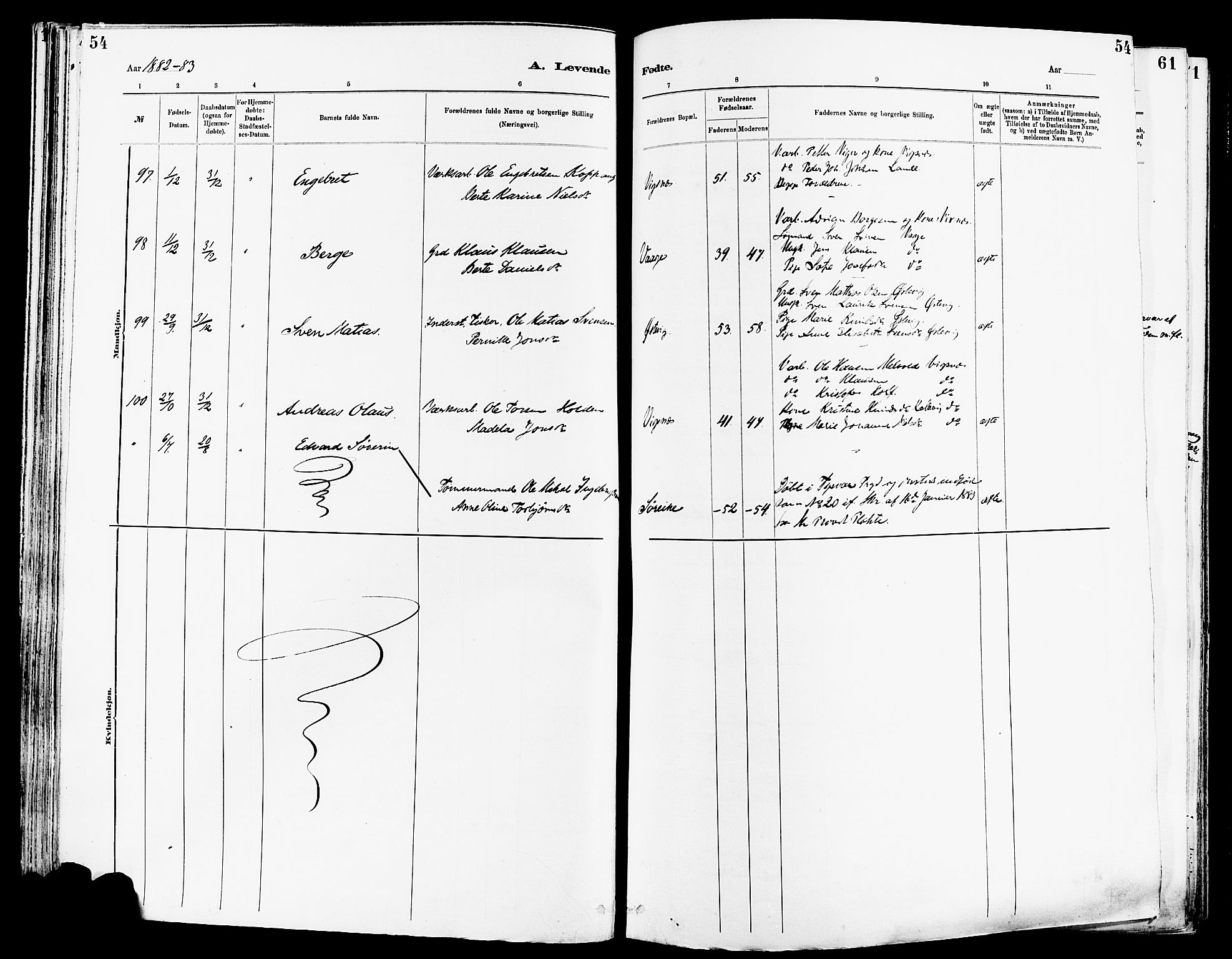 Avaldsnes sokneprestkontor, AV/SAST-A -101851/H/Ha/Haa/L0014: Parish register (official) no. A 14, 1880-1889, p. 54