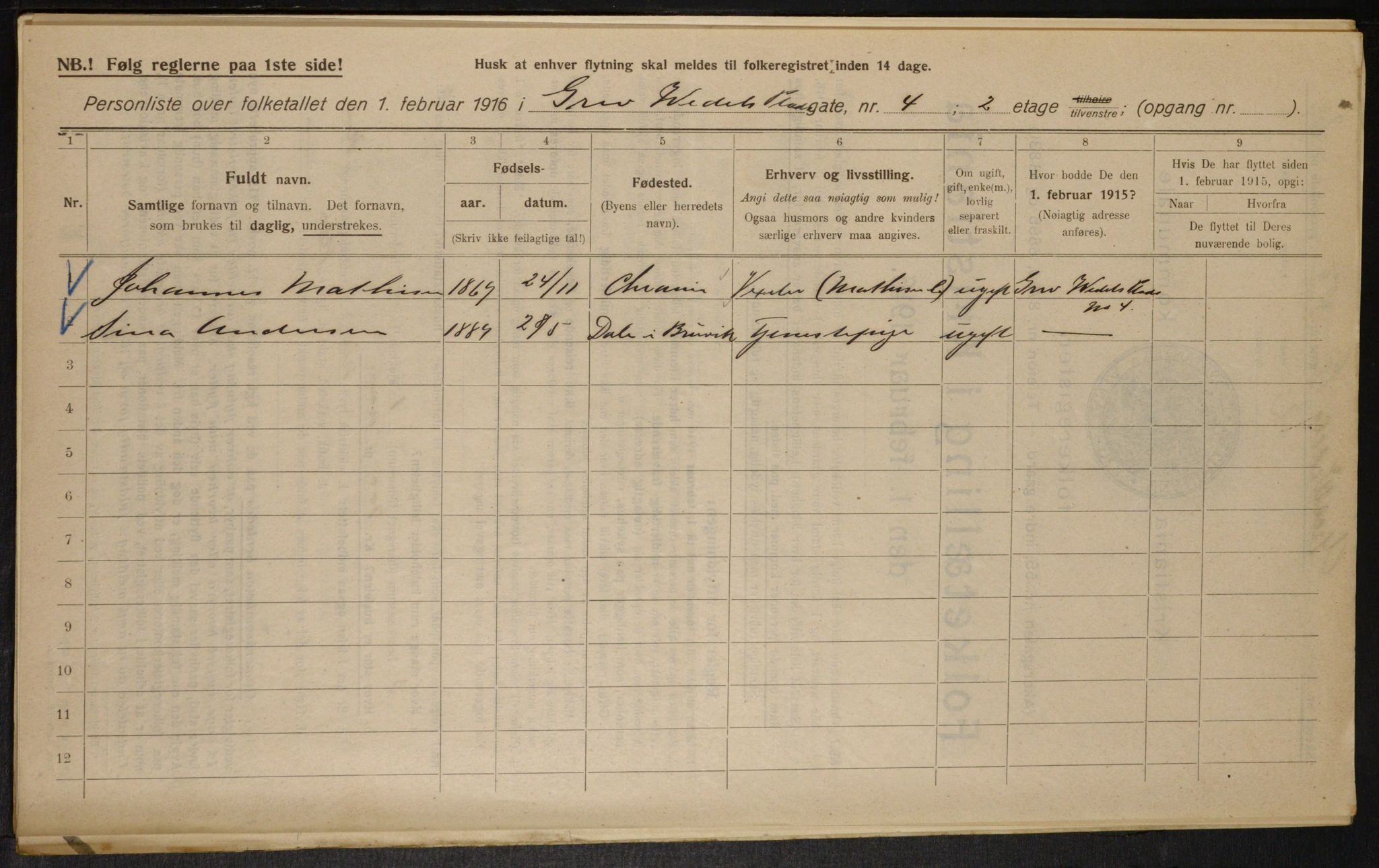 OBA, Municipal Census 1916 for Kristiania, 1916, p. 30466