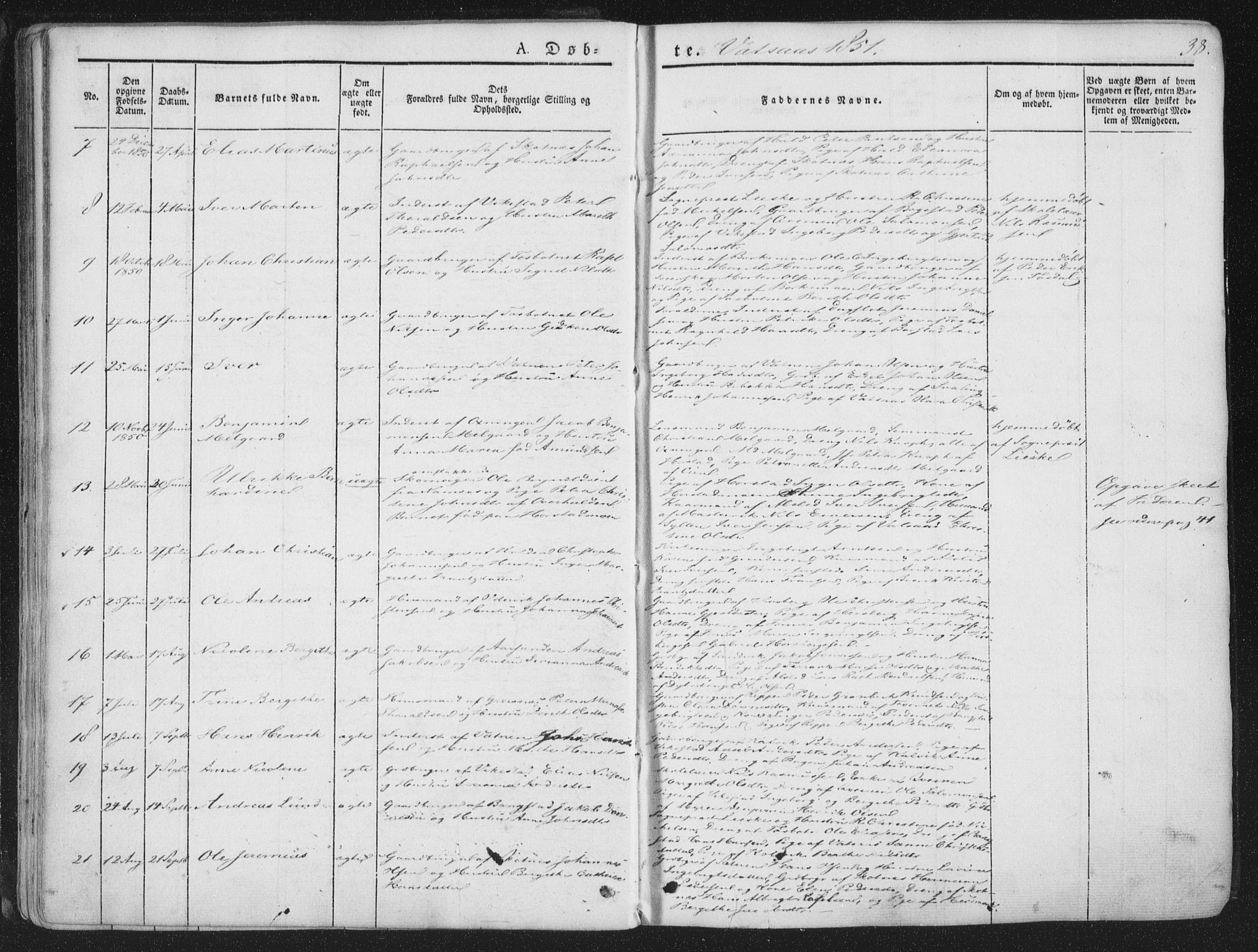 Ministerialprotokoller, klokkerbøker og fødselsregistre - Nordland, SAT/A-1459/810/L0144: Parish register (official) no. 810A07 /1, 1841-1862, p. 38