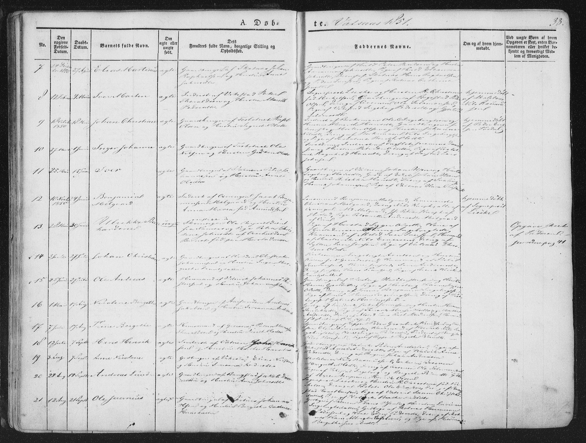 Ministerialprotokoller, klokkerbøker og fødselsregistre - Nordland, AV/SAT-A-1459/810/L0144: Parish register (official) no. 810A07 /1, 1841-1862, p. 38