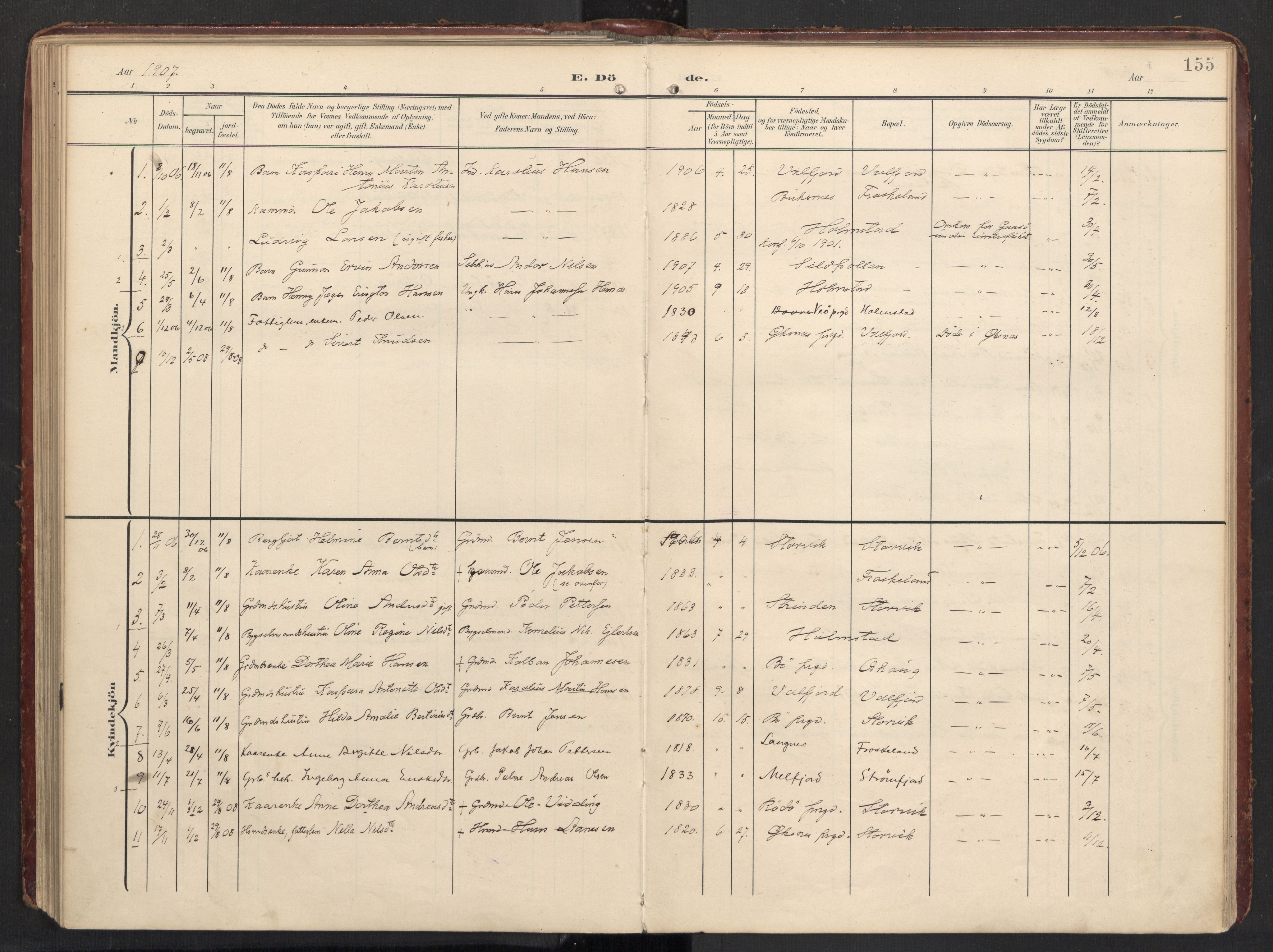 Ministerialprotokoller, klokkerbøker og fødselsregistre - Nordland, SAT/A-1459/890/L1287: Parish register (official) no. 890A02, 1903-1915, p. 155