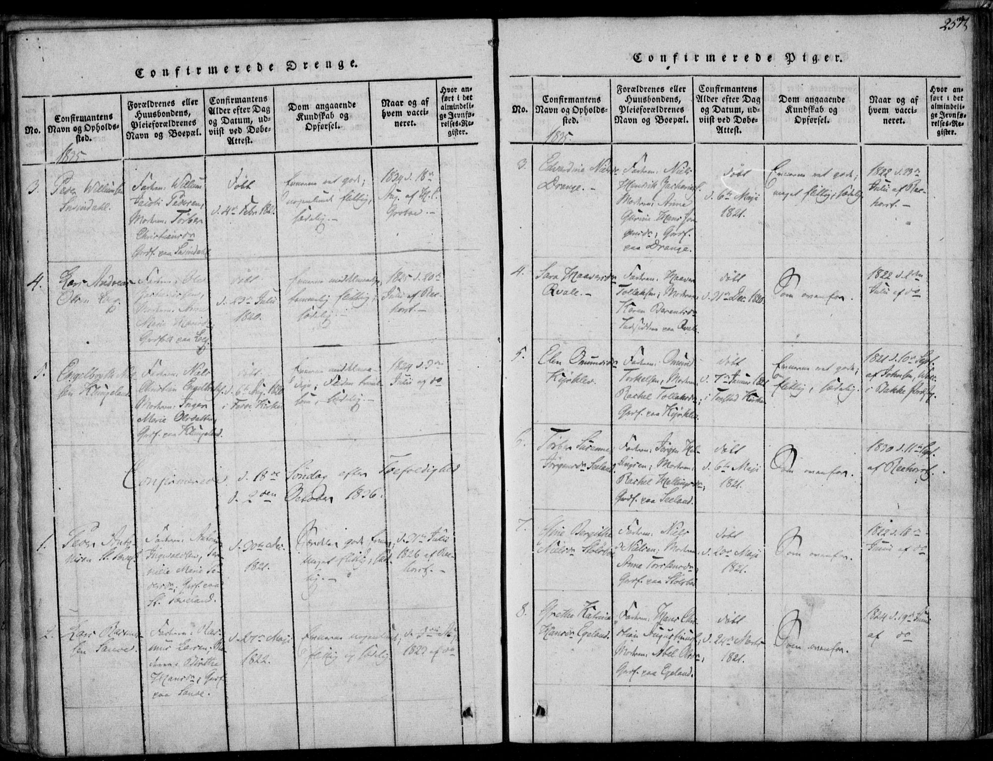 Herad sokneprestkontor, AV/SAK-1111-0018/F/Fa/Faa/L0003: Parish register (official) no. A 3, 1816-1844, p. 257