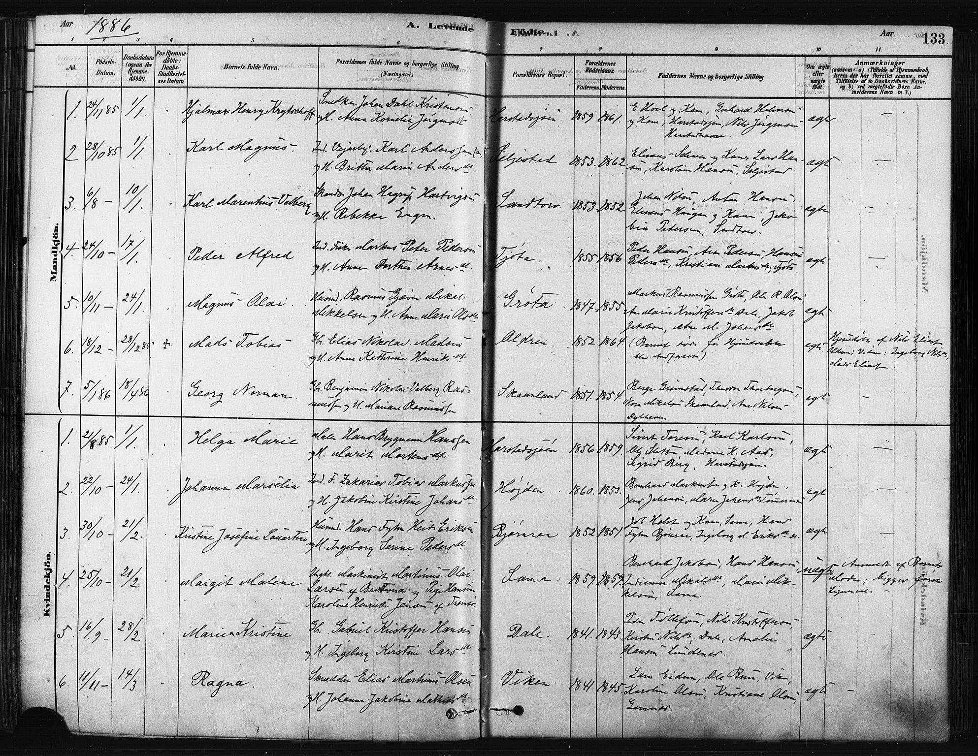 Trondenes sokneprestkontor, SATØ/S-1319/H/Ha/L0014kirke: Parish register (official) no. 14, 1878-1889, p. 133