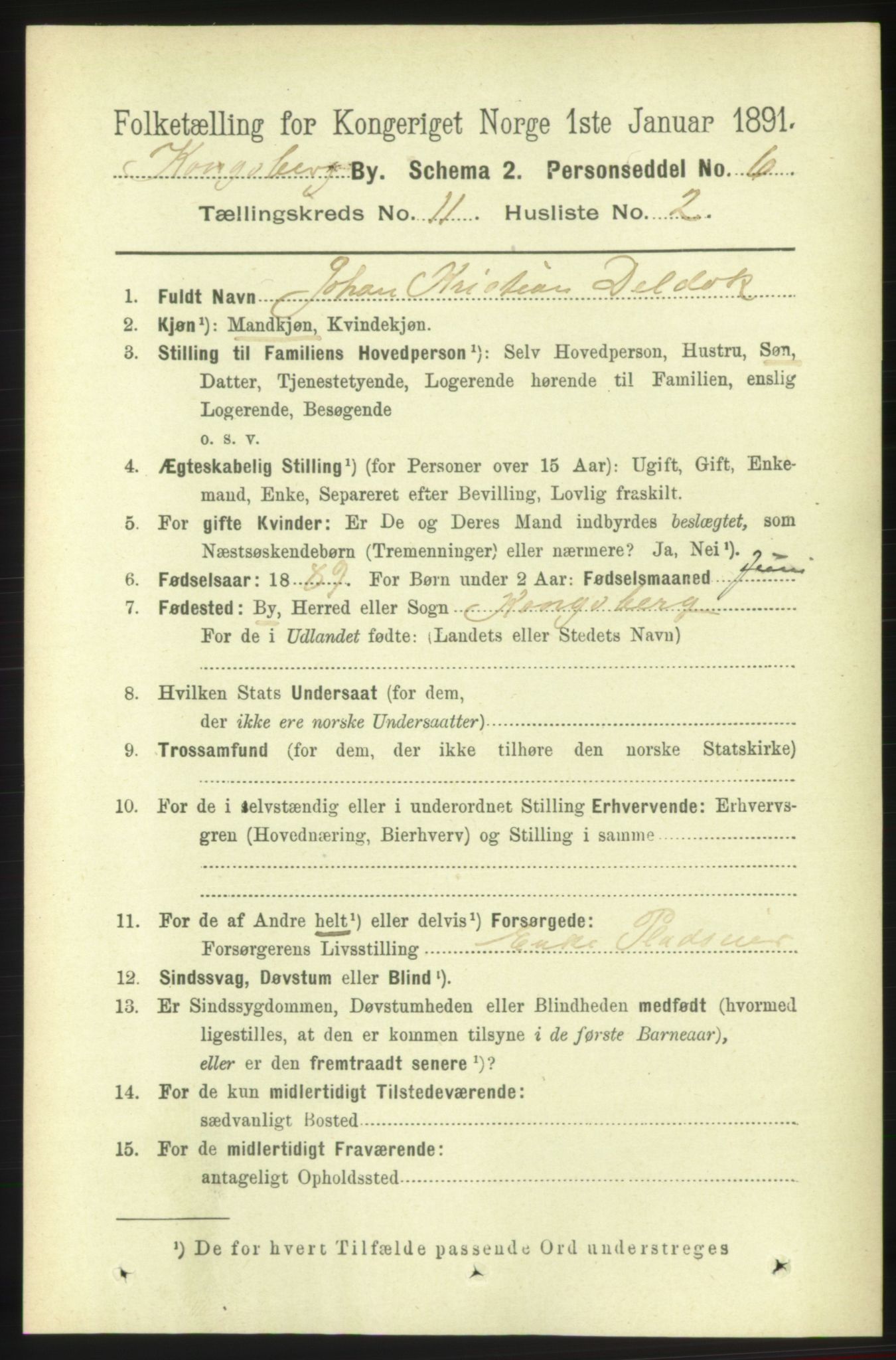 RA, 1891 census for 0604 Kongsberg, 1891, p. 6836