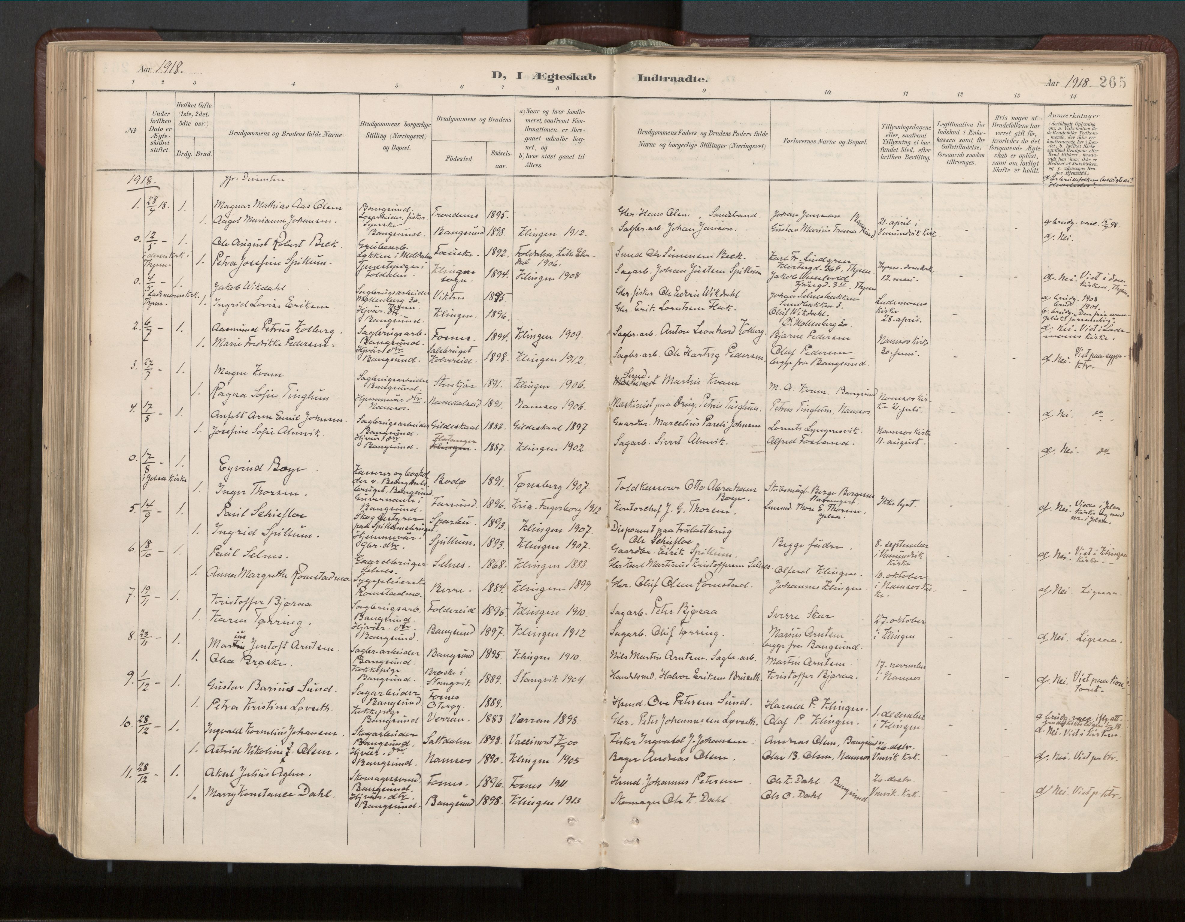 Ministerialprotokoller, klokkerbøker og fødselsregistre - Nord-Trøndelag, SAT/A-1458/770/L0589: Parish register (official) no. 770A03, 1887-1929, p. 265