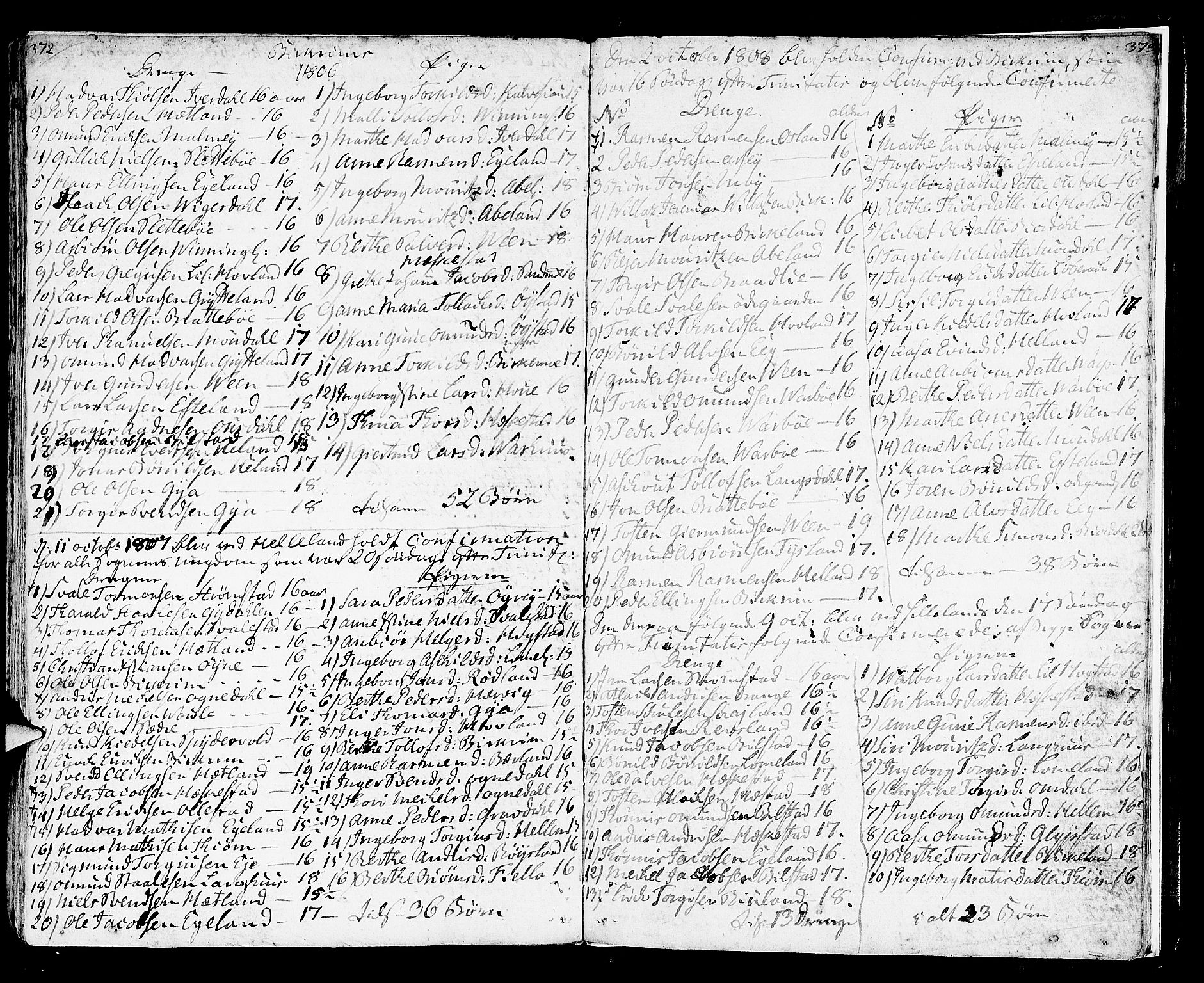 Helleland sokneprestkontor, AV/SAST-A-101810: Parish register (official) no. A 3 /1, 1791-1817, p. 372-373