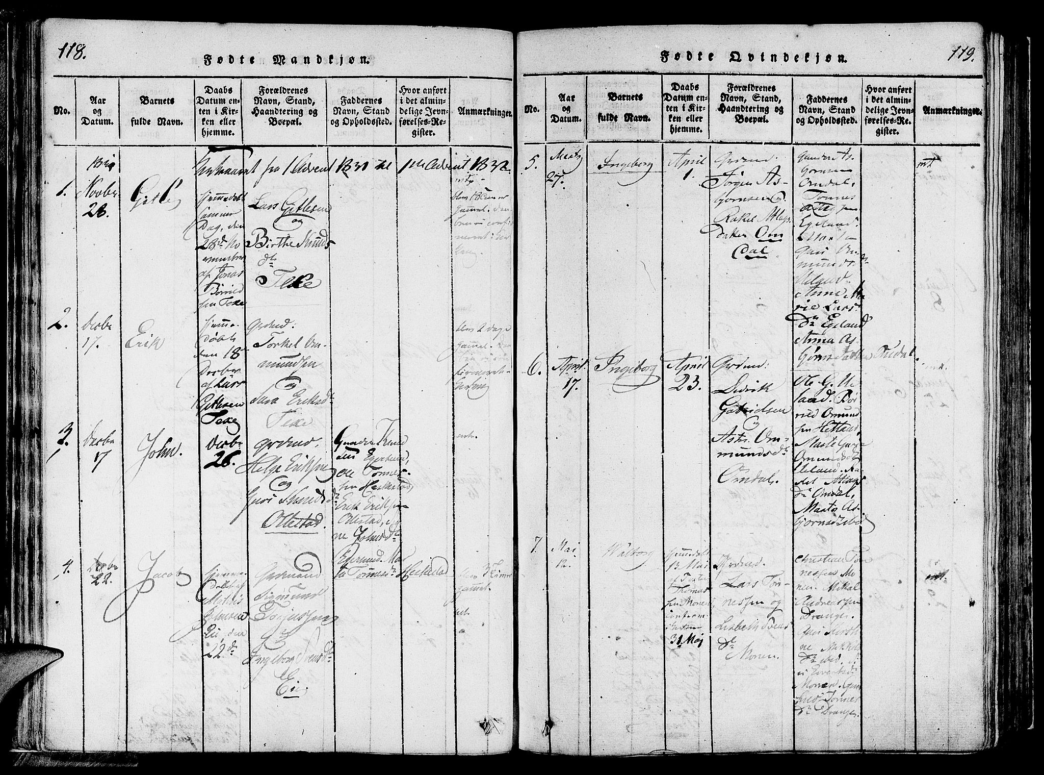 Lund sokneprestkontor, AV/SAST-A-101809/S06/L0006: Parish register (official) no. A 6, 1816-1839, p. 118-119