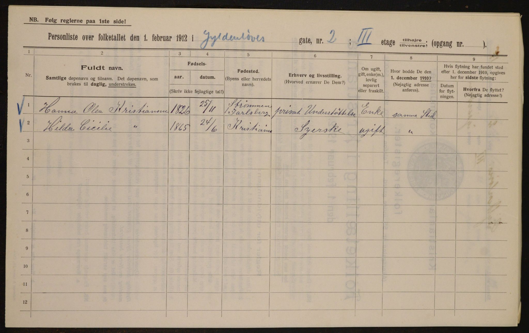 OBA, Municipal Census 1912 for Kristiania, 1912, p. 32483