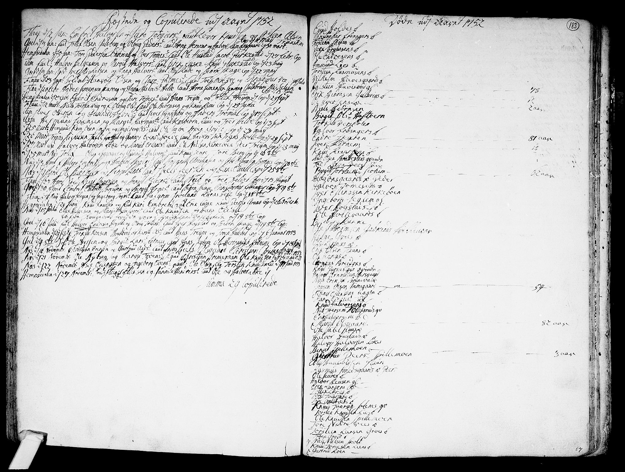 Nes kirkebøker, SAKO/A-236/F/Fa/L0002: Parish register (official) no. 2, 1707-1759, p. 183