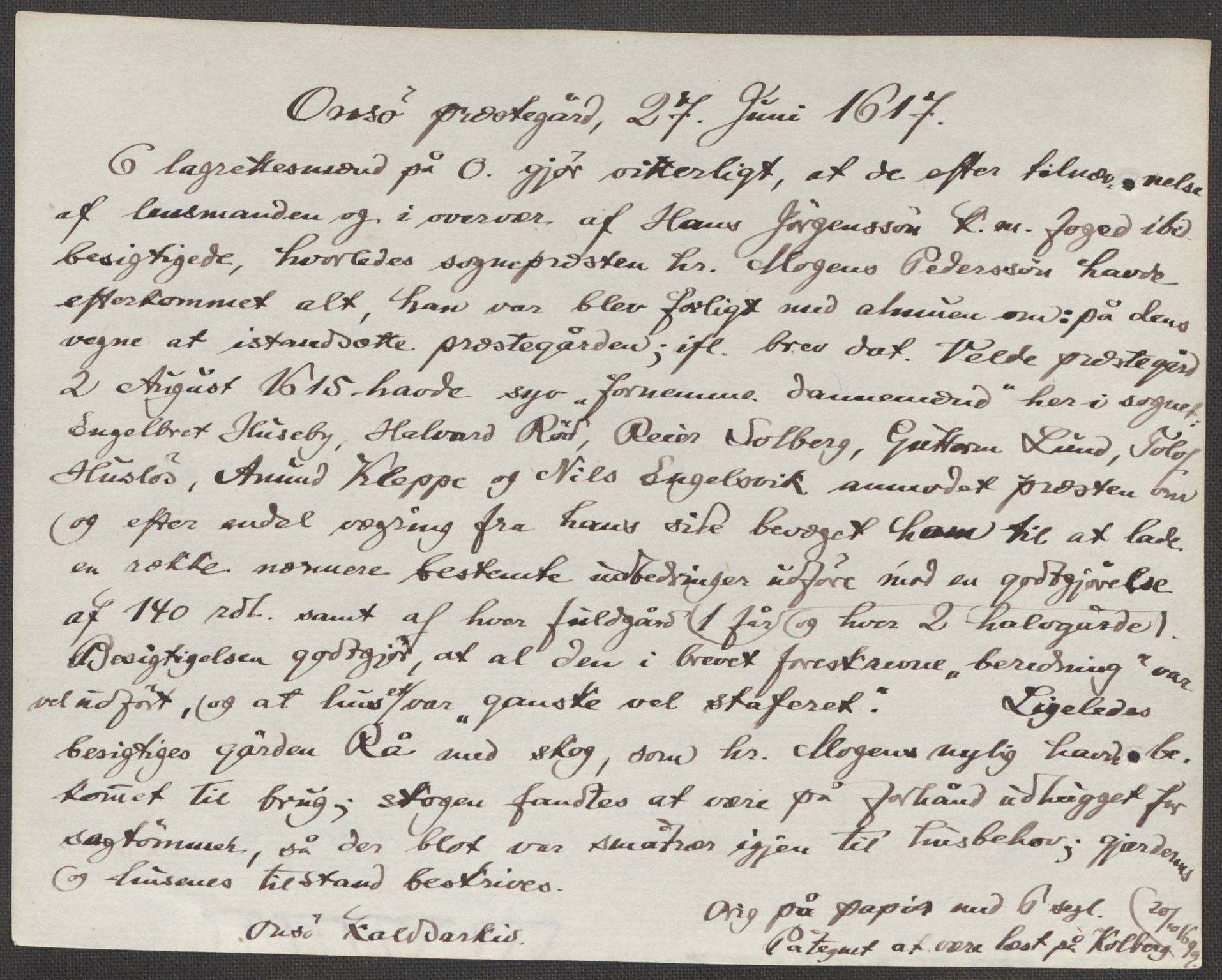 Riksarkivets diplomsamling, AV/RA-EA-5965/F15/L0003: Prestearkiv - Østfold, 1594-1700, p. 207