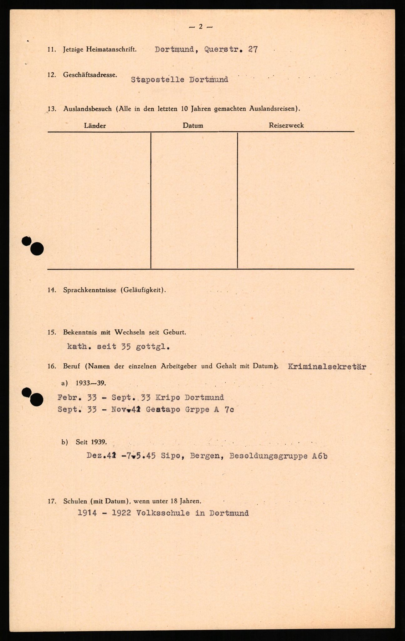 Forsvaret, Forsvarets overkommando II, AV/RA-RAFA-3915/D/Db/L0016: CI Questionaires. Tyske okkupasjonsstyrker i Norge. Tyskere., 1945-1946, p. 685