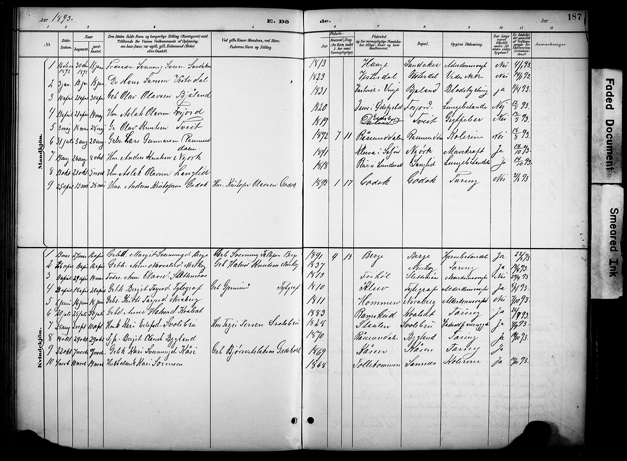 Kviteseid kirkebøker, AV/SAKO-A-276/G/Gb/L0003: Parish register (copy) no. II 3, 1893-1933, p. 187