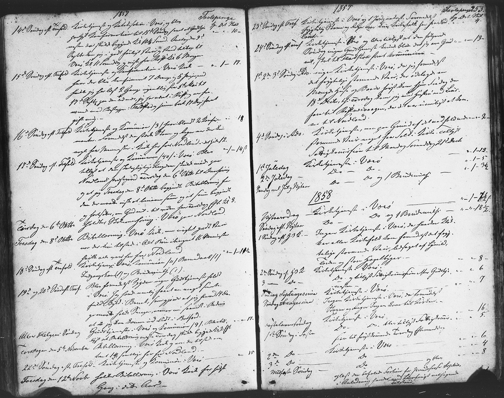 Ministerialprotokoller, klokkerbøker og fødselsregistre - Nordland, SAT/A-1459/807/L0121: Parish register (official) no. 807A04, 1846-1879, p. 253