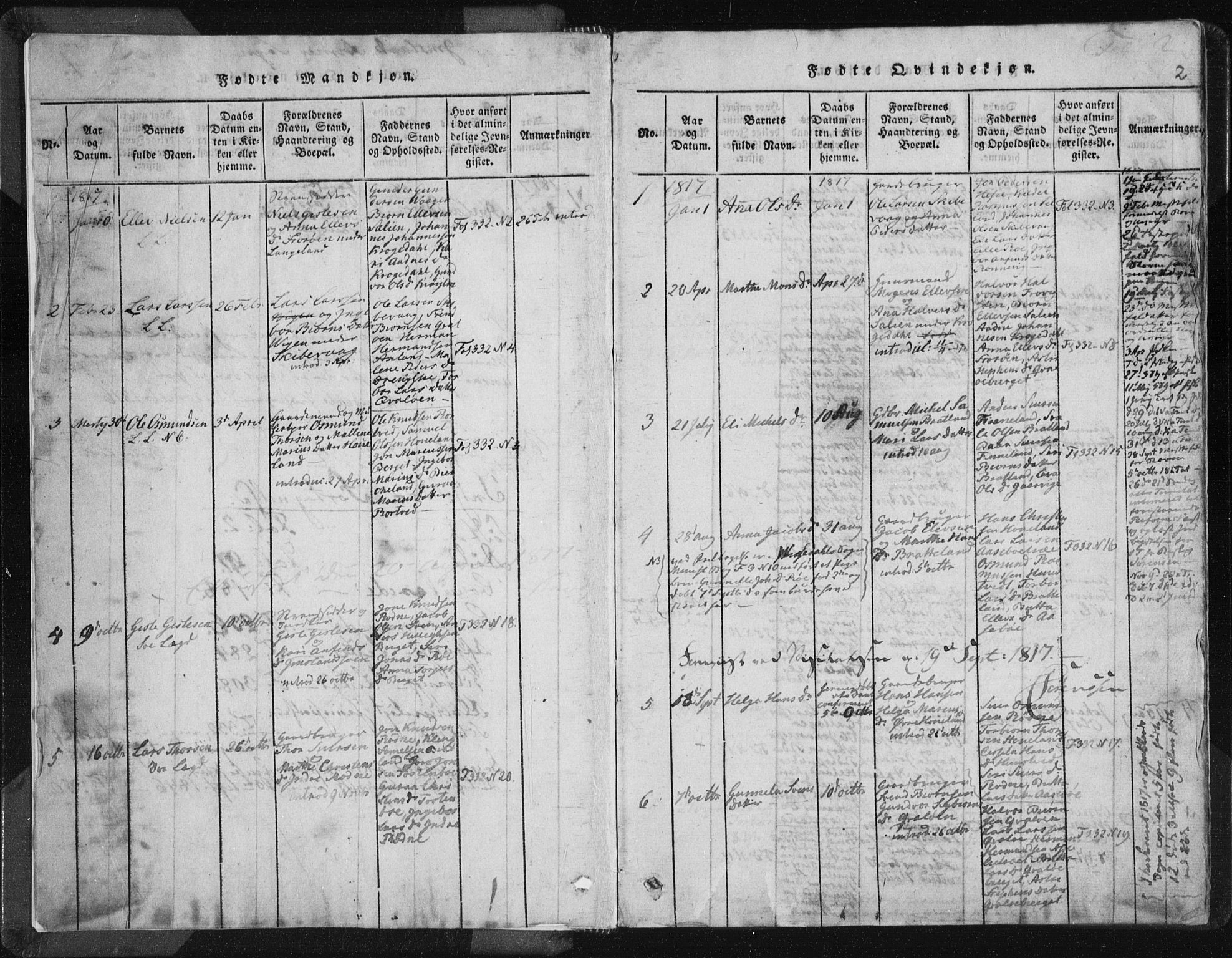 Vikedal sokneprestkontor, SAST/A-101840/01/IV: Parish register (official) no. A 5, 1817-1850, p. 2