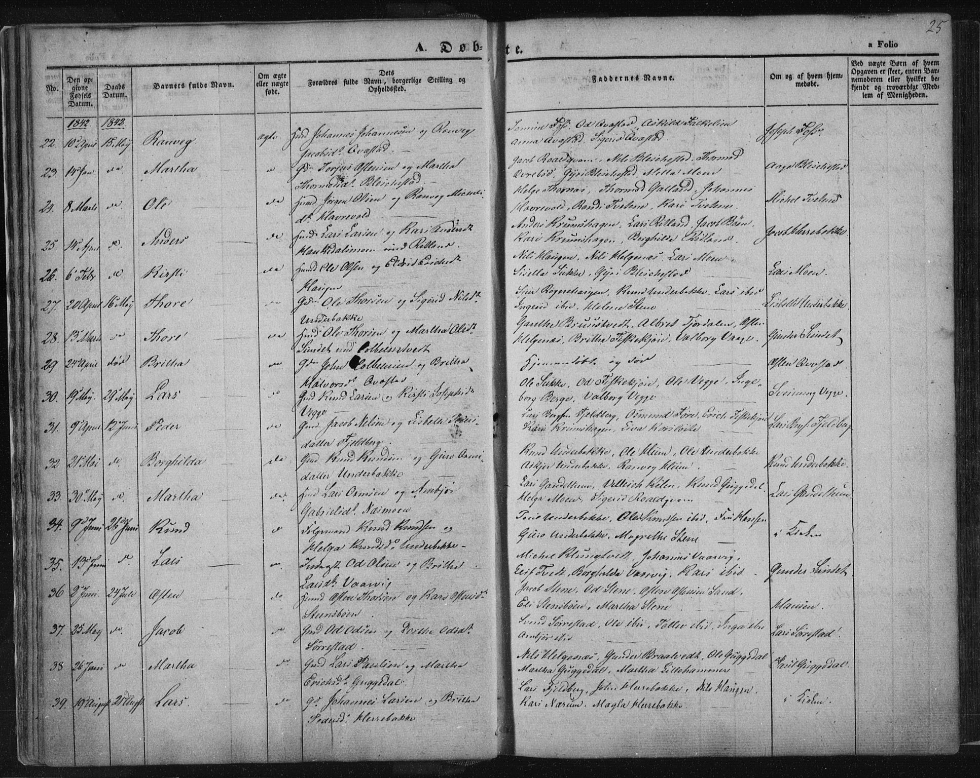 Suldal sokneprestkontor, SAST/A-101845/01/IV/L0008: Parish register (official) no. A 8, 1836-1853, p. 25