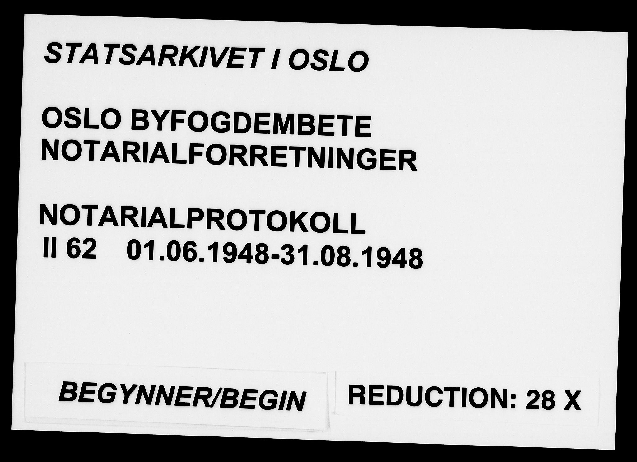 Oslo byfogd avd. I, AV/SAO-A-10220/L/Lb/Lbb/L0062: Notarialprotokoll, rekke II: Vigsler, 1948