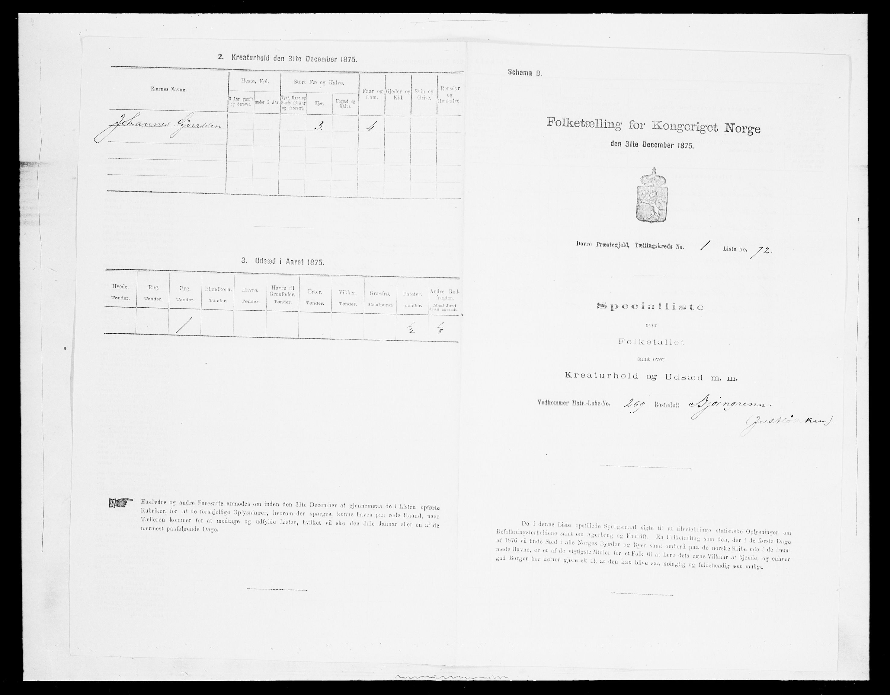 SAH, 1875 census for 0511P Dovre, 1875, p. 201