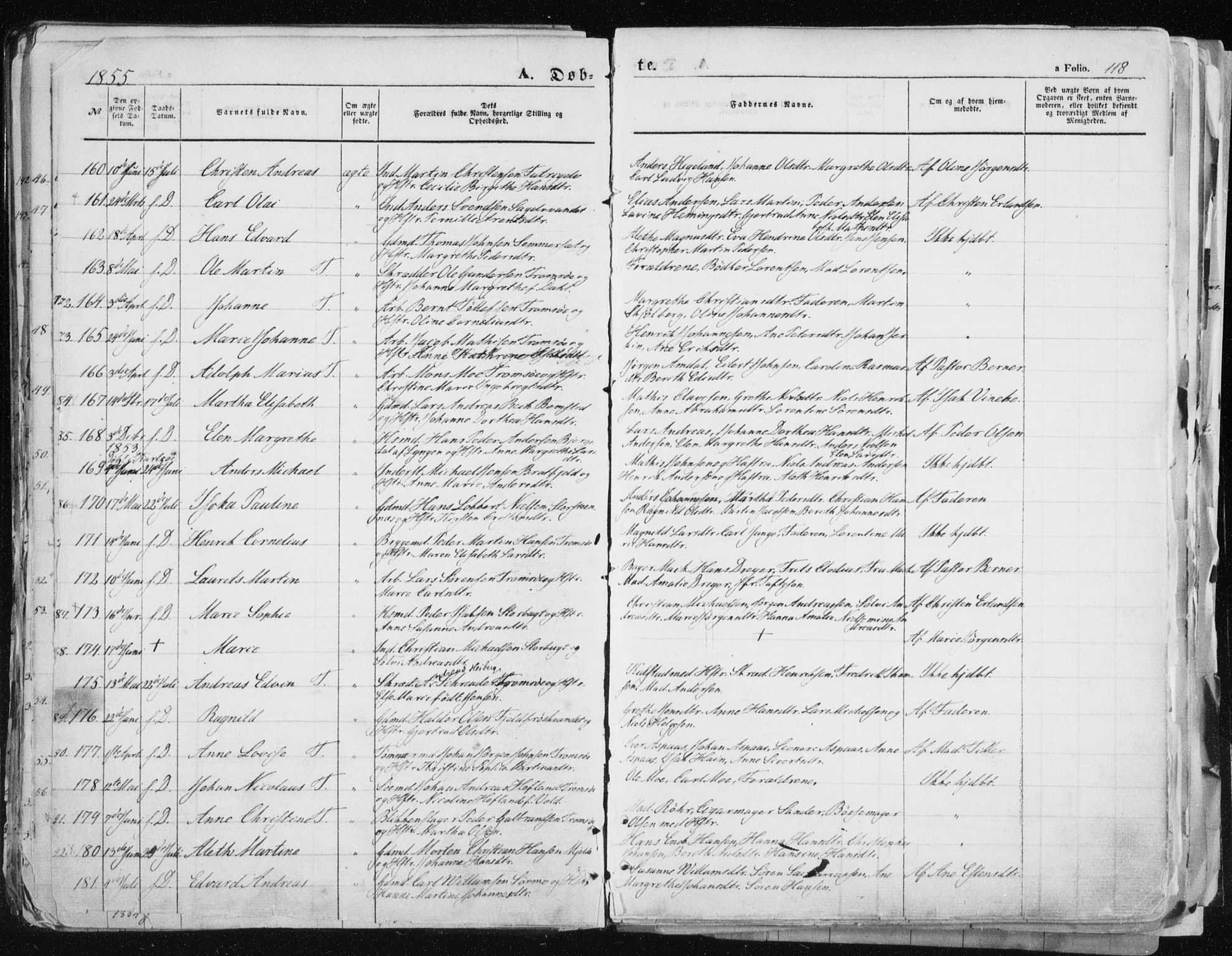 Tromsø sokneprestkontor/stiftsprosti/domprosti, SATØ/S-1343/G/Ga/L0010kirke: Parish register (official) no. 10, 1848-1855, p. 118