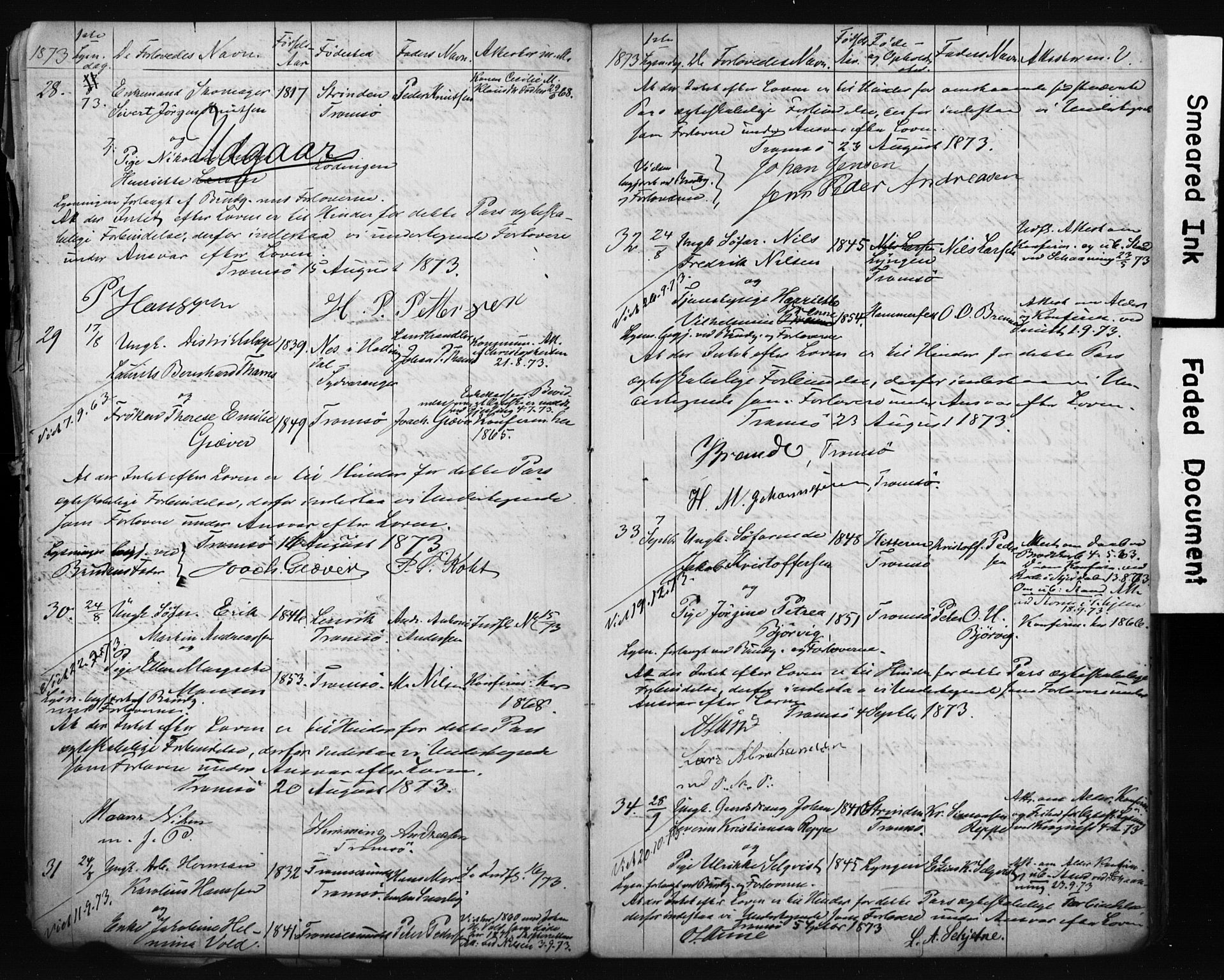 Tromsø sokneprestkontor/stiftsprosti/domprosti, SATØ/S-1343/H/Hc/L0098: Banns register no. 4, 1872-1883