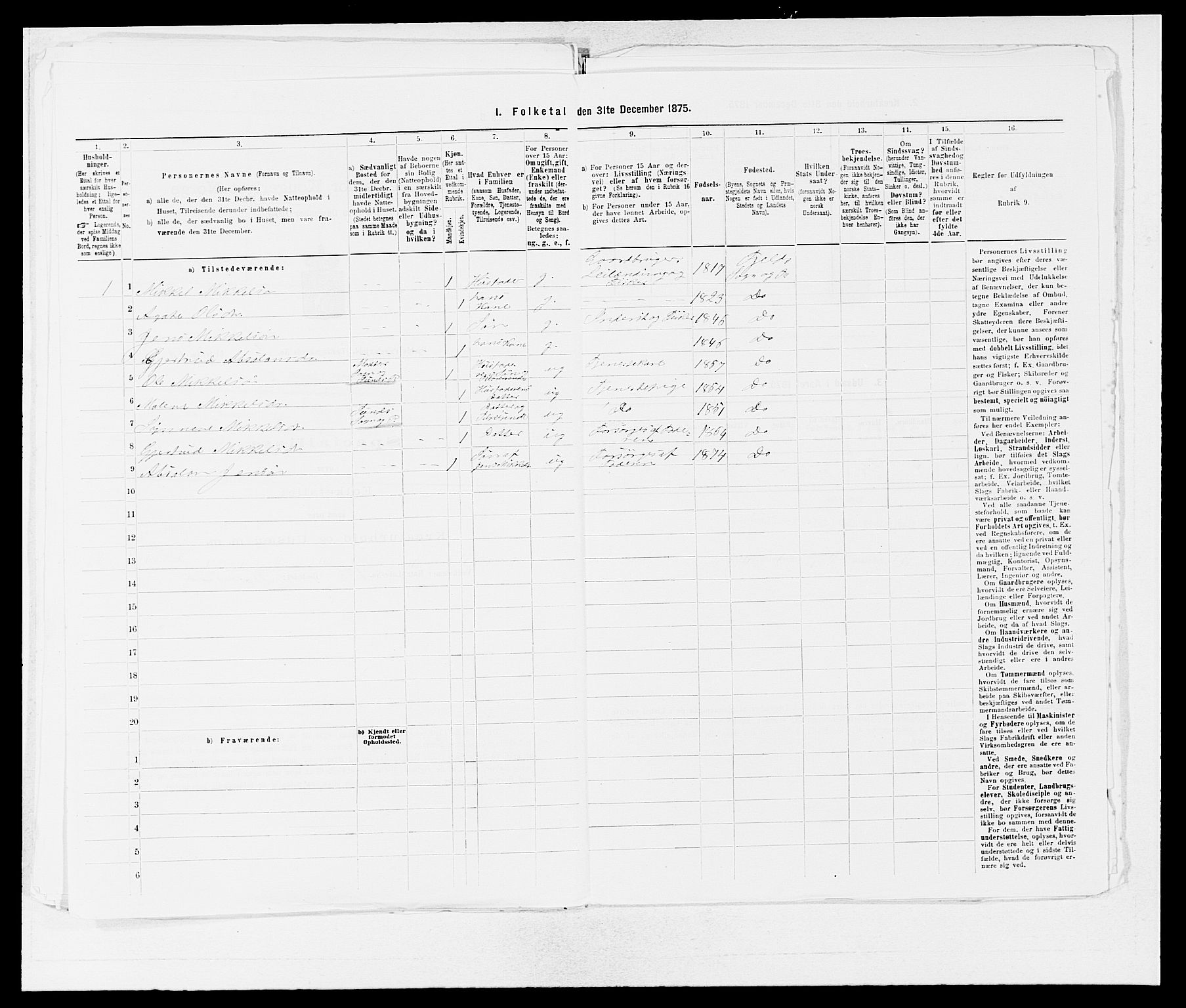 SAB, 1875 census for 1246P Fjell, 1875, p. 154