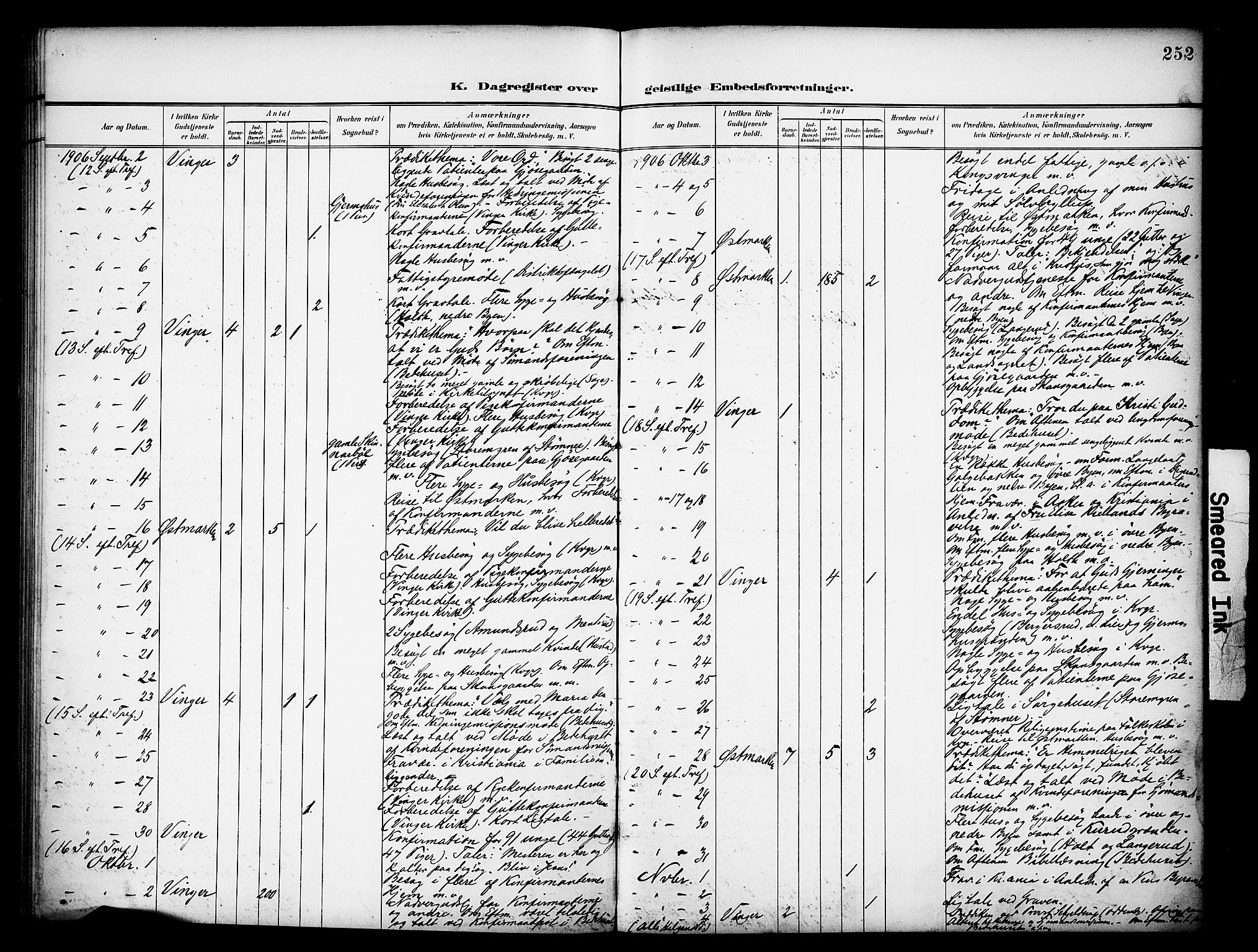 Vinger prestekontor, AV/SAH-PREST-024/H/Ha/Haa/L0016: Parish register (official) no. 16, 1898-1920, p. 252