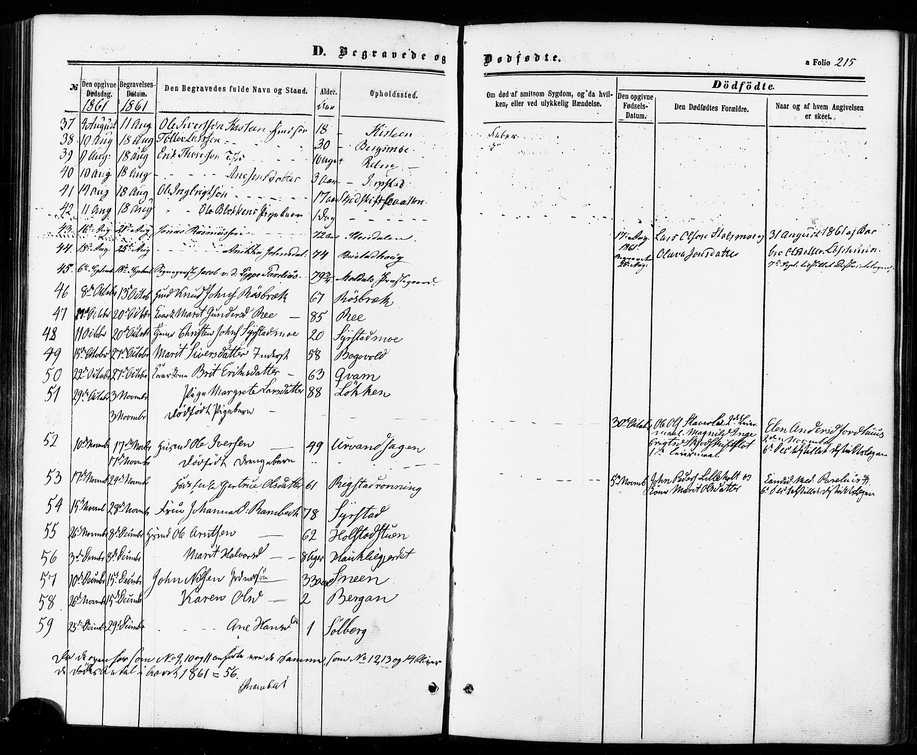 Ministerialprotokoller, klokkerbøker og fødselsregistre - Sør-Trøndelag, AV/SAT-A-1456/672/L0856: Parish register (official) no. 672A08, 1861-1881, p. 215