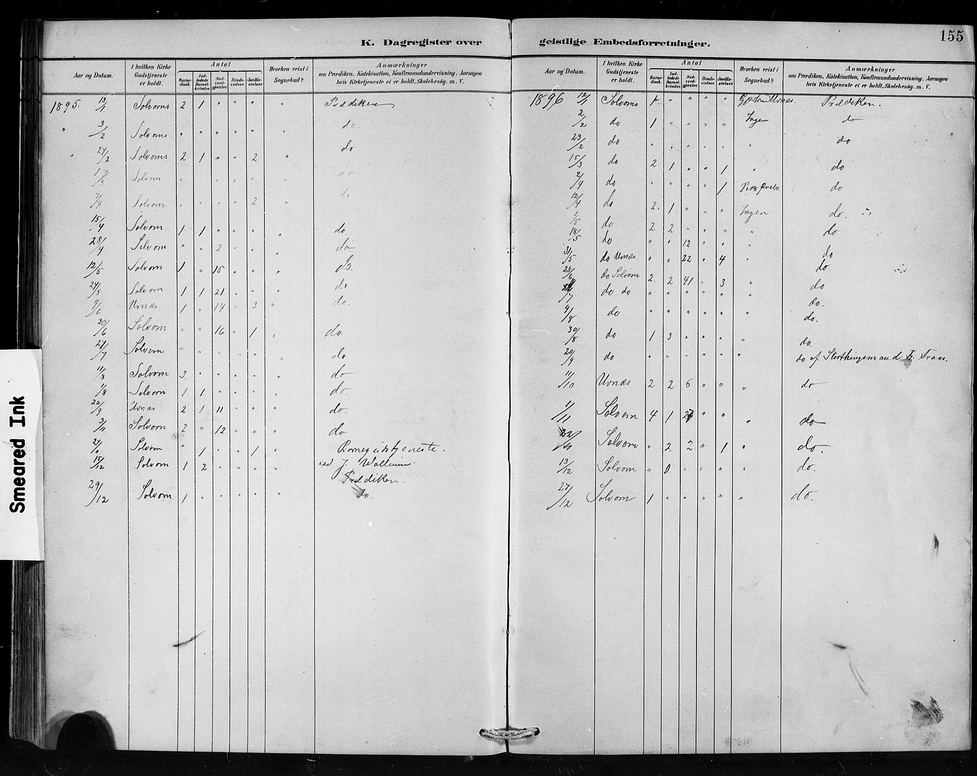 Hafslo sokneprestembete, SAB/A-80301/H/Hab/Habc/L0001: Parish register (copy) no. C 1, 1882-1908, p. 155