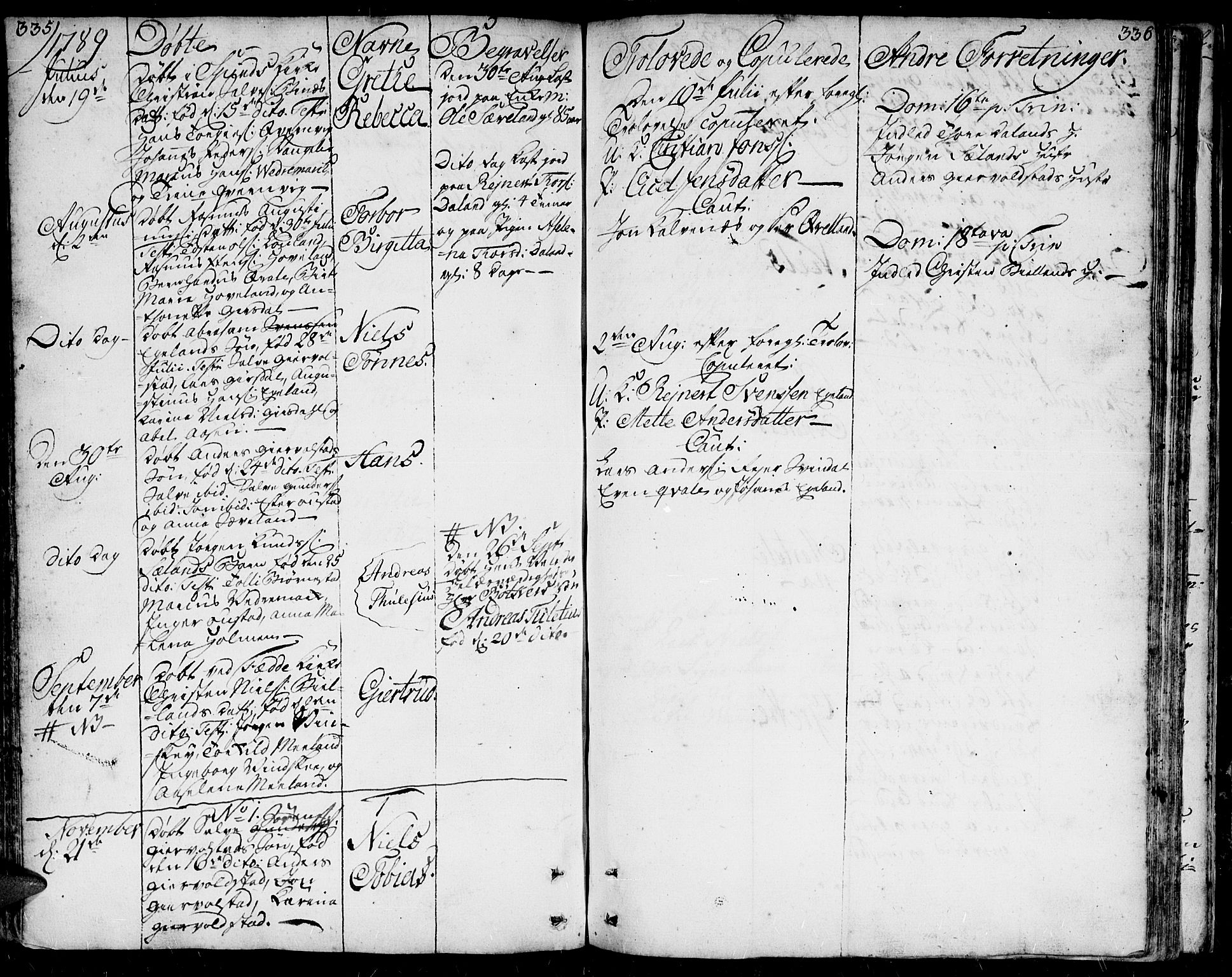 Herad sokneprestkontor, AV/SAK-1111-0018/F/Fa/Faa/L0001: Parish register (official) no. A 1 /1, 1768-1799, p. 335-336