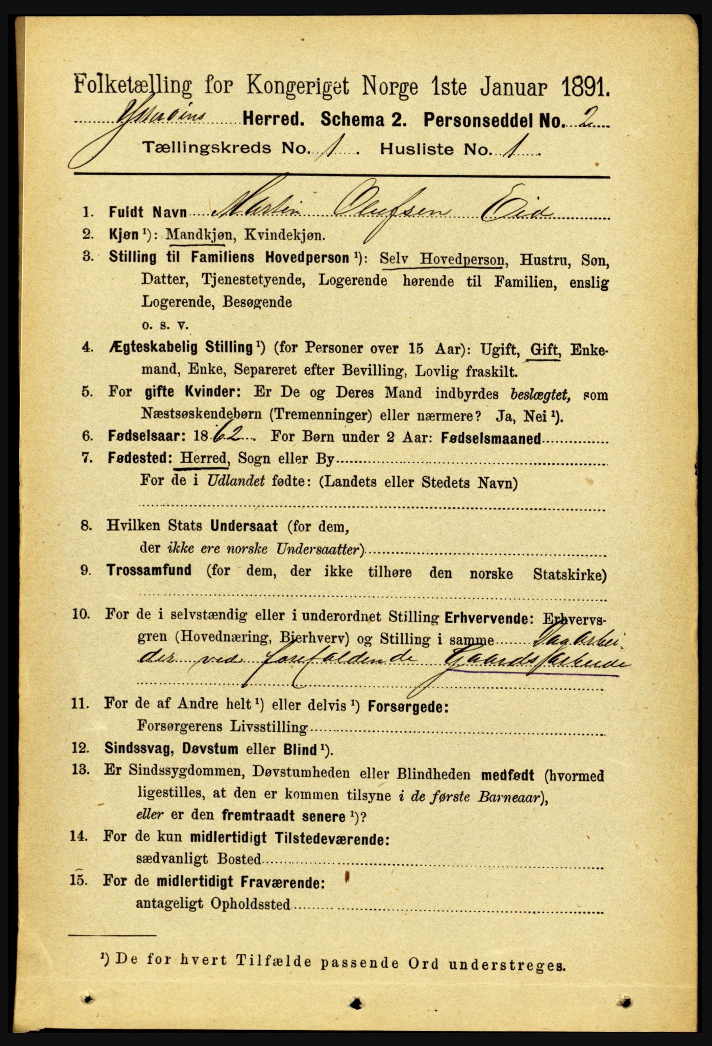 RA, 1891 census for 1722 Ytterøy, 1891, p. 108