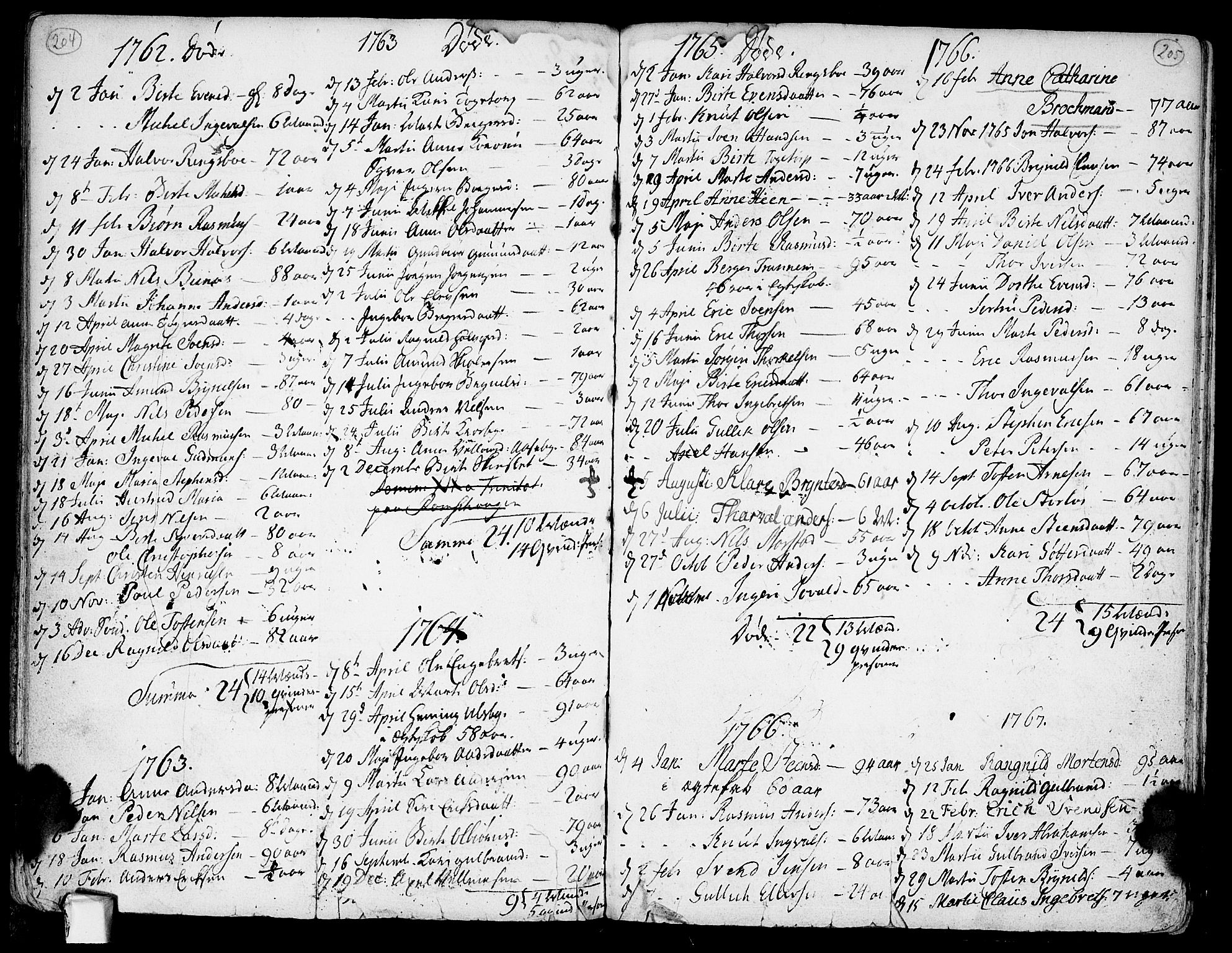 Rødenes prestekontor Kirkebøker, SAO/A-2005/F/Fa/L0002: Parish register (official) no. I 2, 1733-1776, p. 204-205