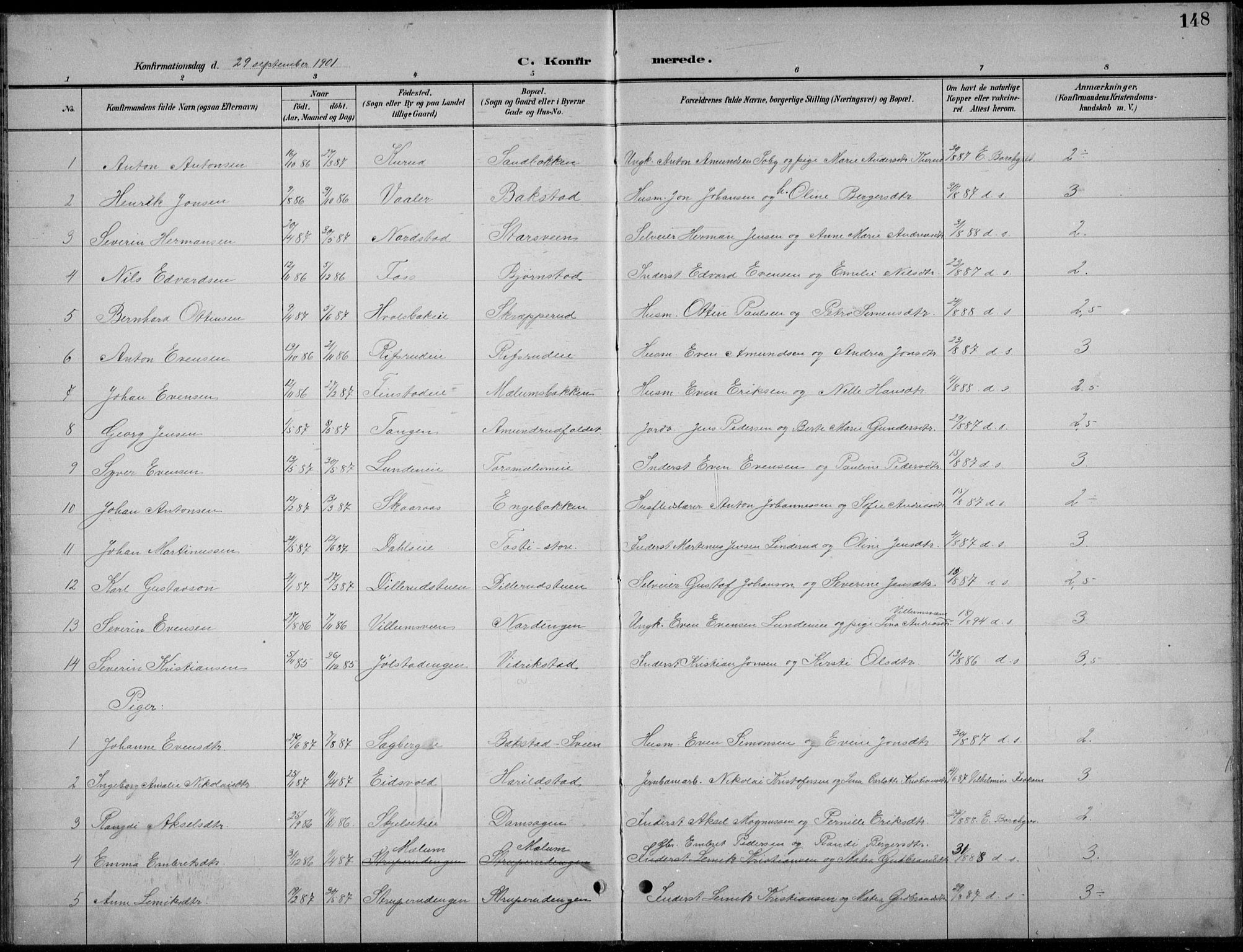 Romedal prestekontor, AV/SAH-PREST-004/L/L0013: Parish register (copy) no. 13, 1896-1937, p. 148