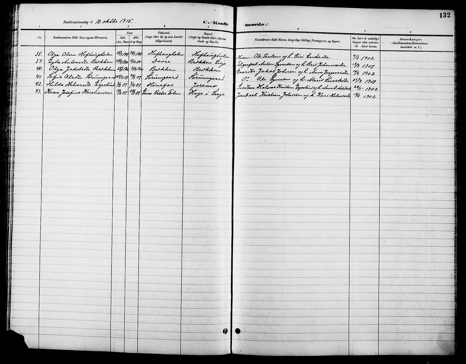 Lesja prestekontor, SAH/PREST-068/H/Ha/Hab/L0007: Parish register (copy) no. 7, 1895-1919, p. 132
