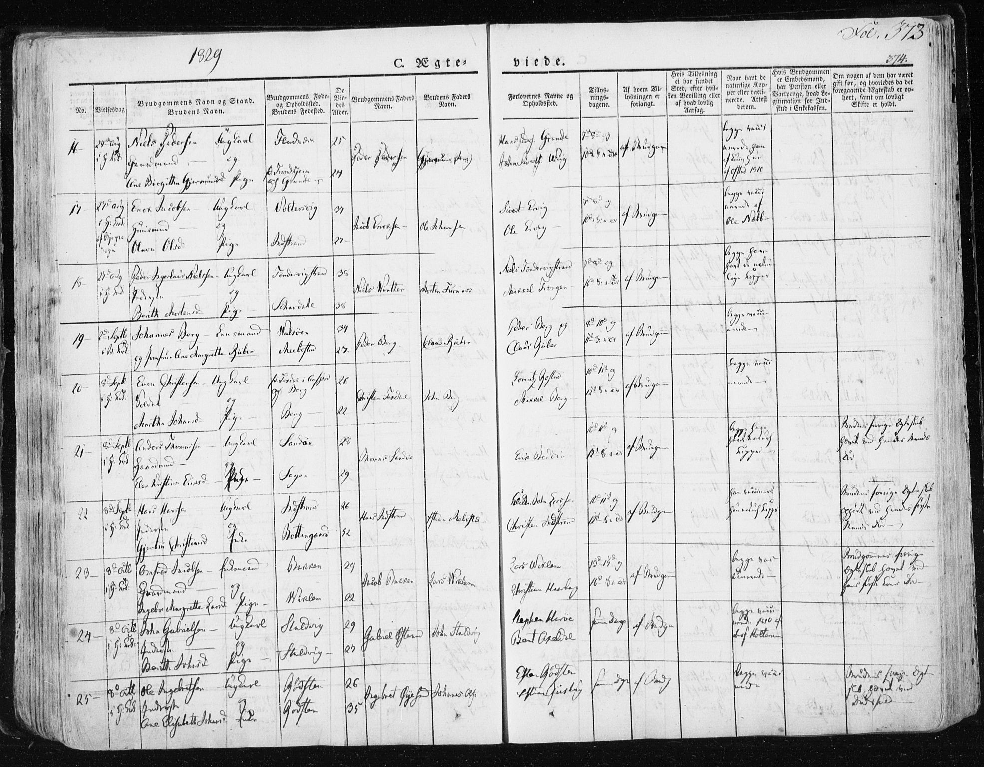 Ministerialprotokoller, klokkerbøker og fødselsregistre - Sør-Trøndelag, AV/SAT-A-1456/659/L0735: Parish register (official) no. 659A05, 1826-1841, p. 373