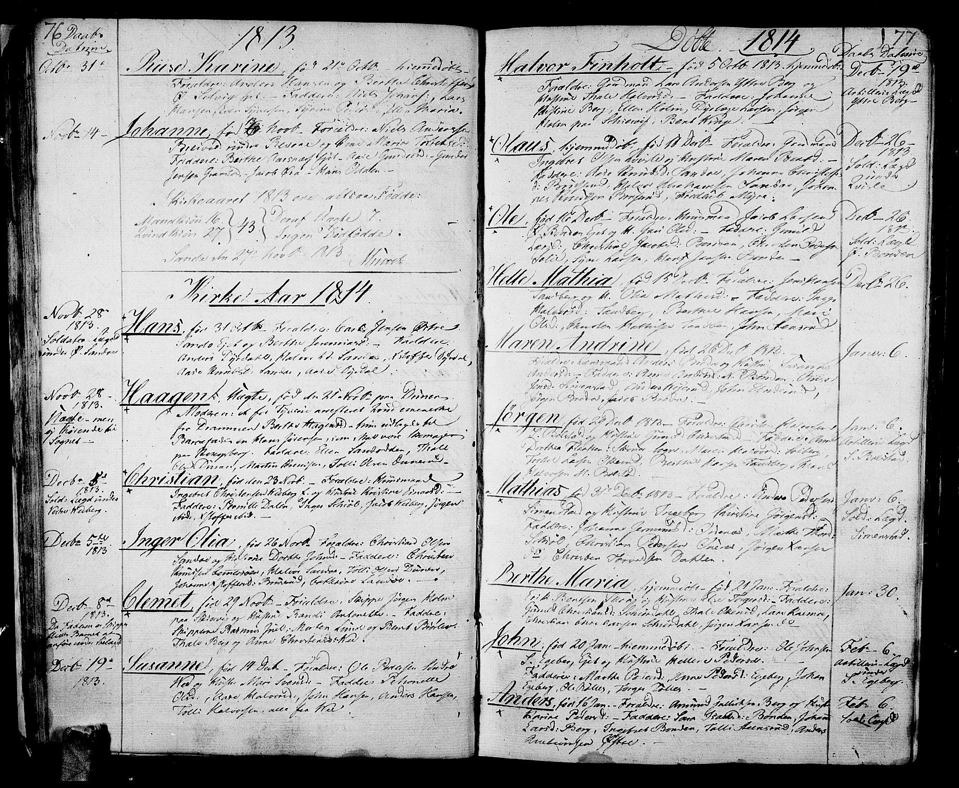 Sande Kirkebøker, AV/SAKO-A-53/F/Fa/L0002: Parish register (official) no. 2, 1804-1814, p. 76-77