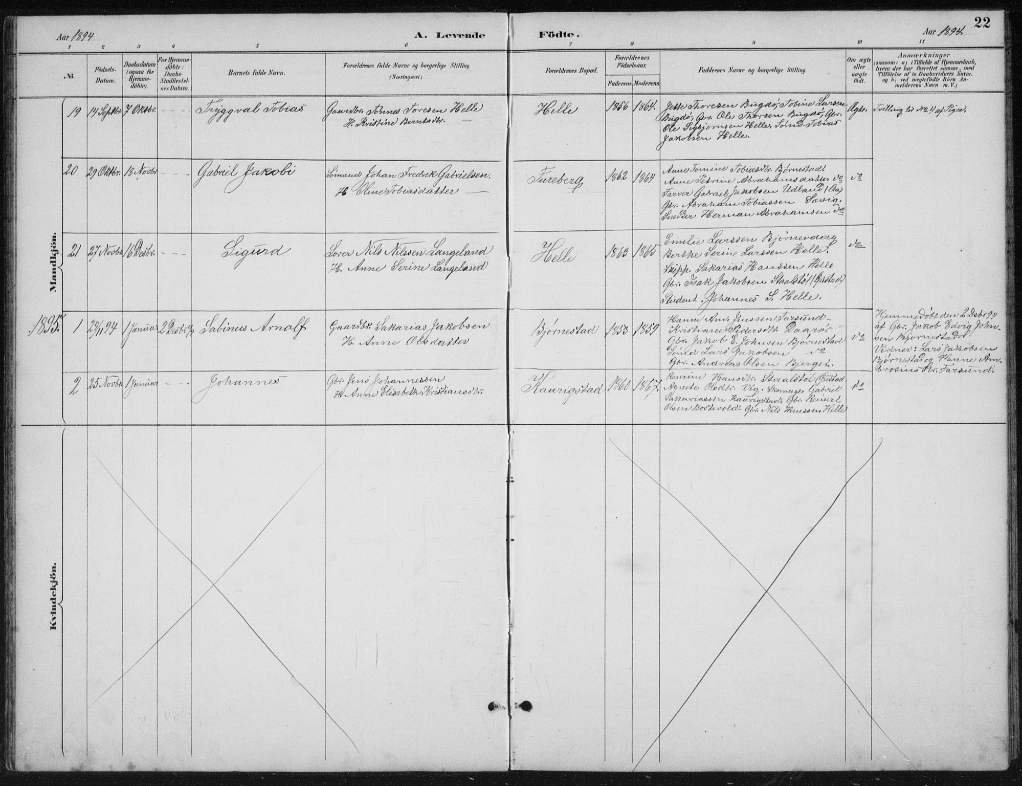 Herad sokneprestkontor, SAK/1111-0018/F/Fb/Fbb/L0004: Parish register (copy) no. B 4, 1890-1935, p. 22