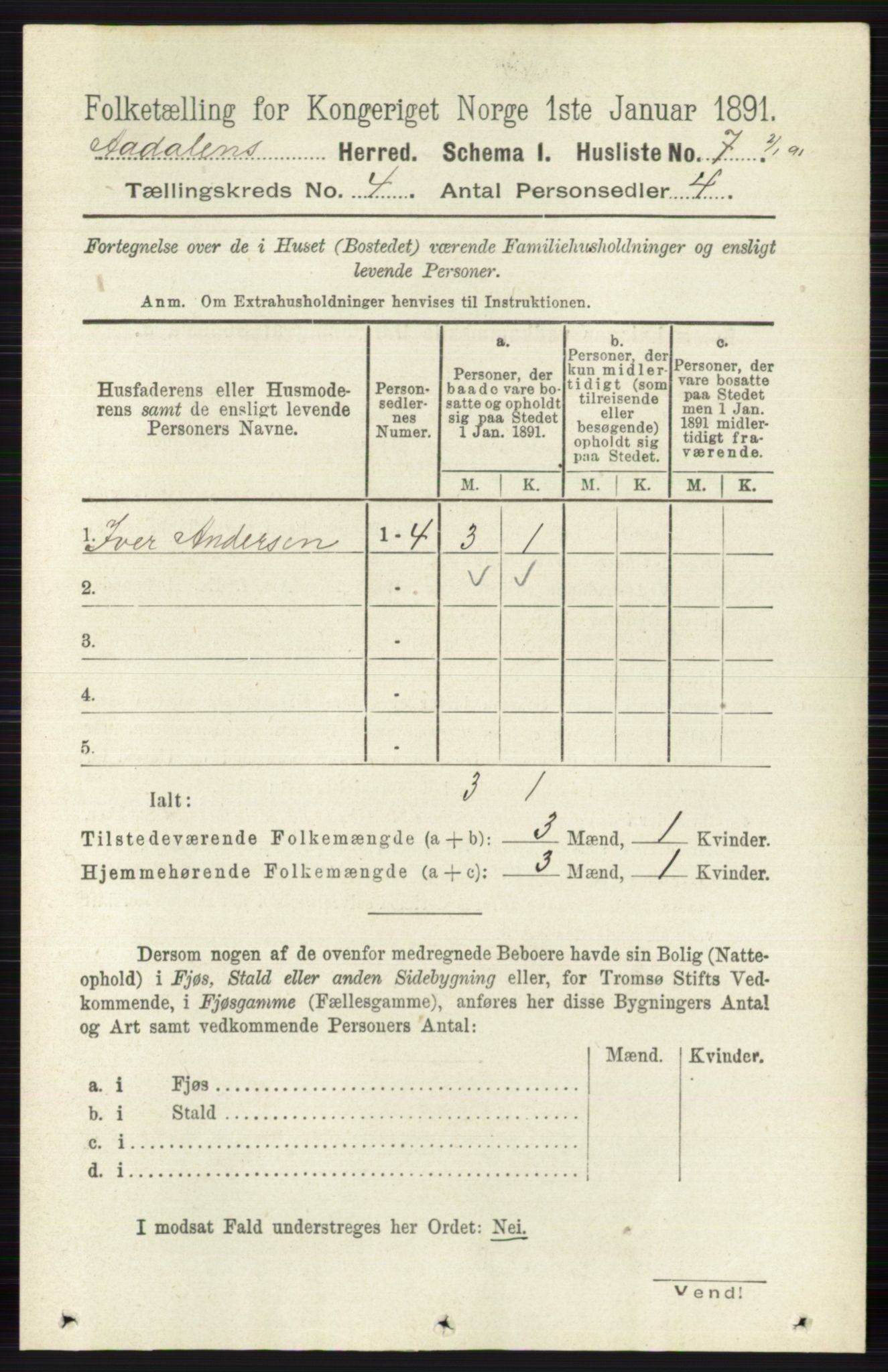 RA, 1891 census for 0614 Ådal, 1891, p. 1457