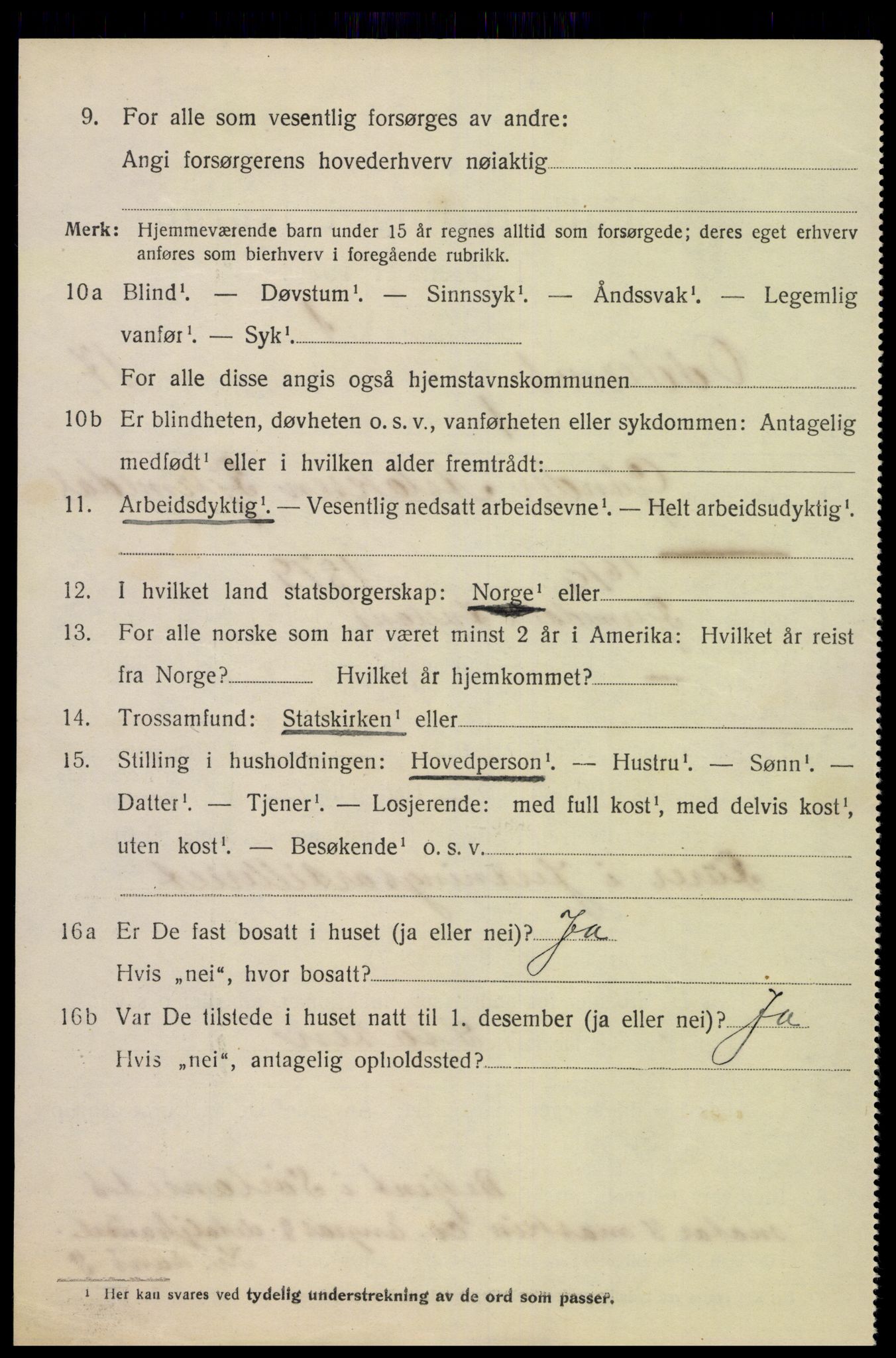 SAK, 1920 census for Oddernes, 1920, p. 12492