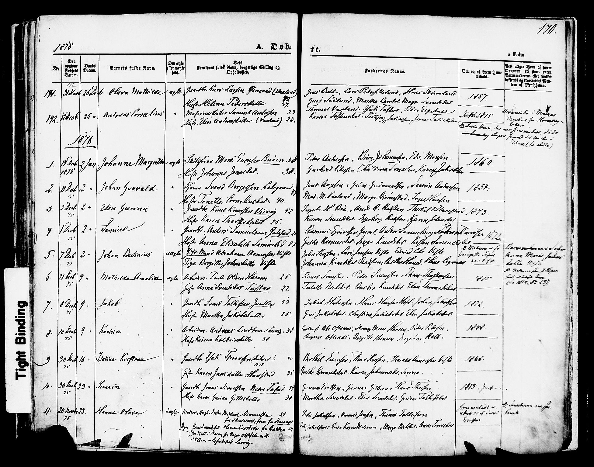 Hetland sokneprestkontor, AV/SAST-A-101826/30/30BA/L0003: Parish register (official) no. A 3, 1862-1876, p. 170