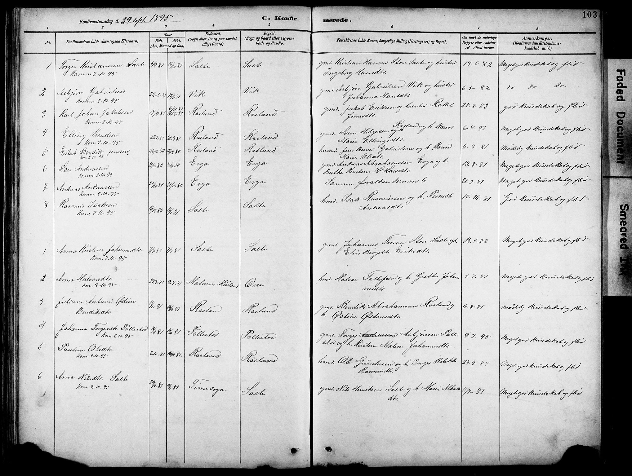 Klepp sokneprestkontor, SAST/A-101803/001/3/30BB/L0005: Parish register (copy) no. B 5, 1889-1918, p. 103