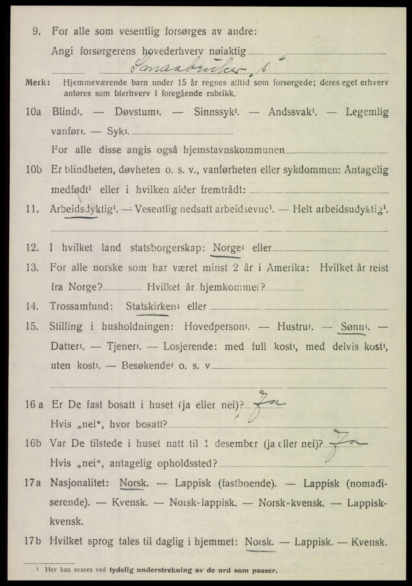 SAT, 1920 census for Hamarøy, 1920, p. 1969