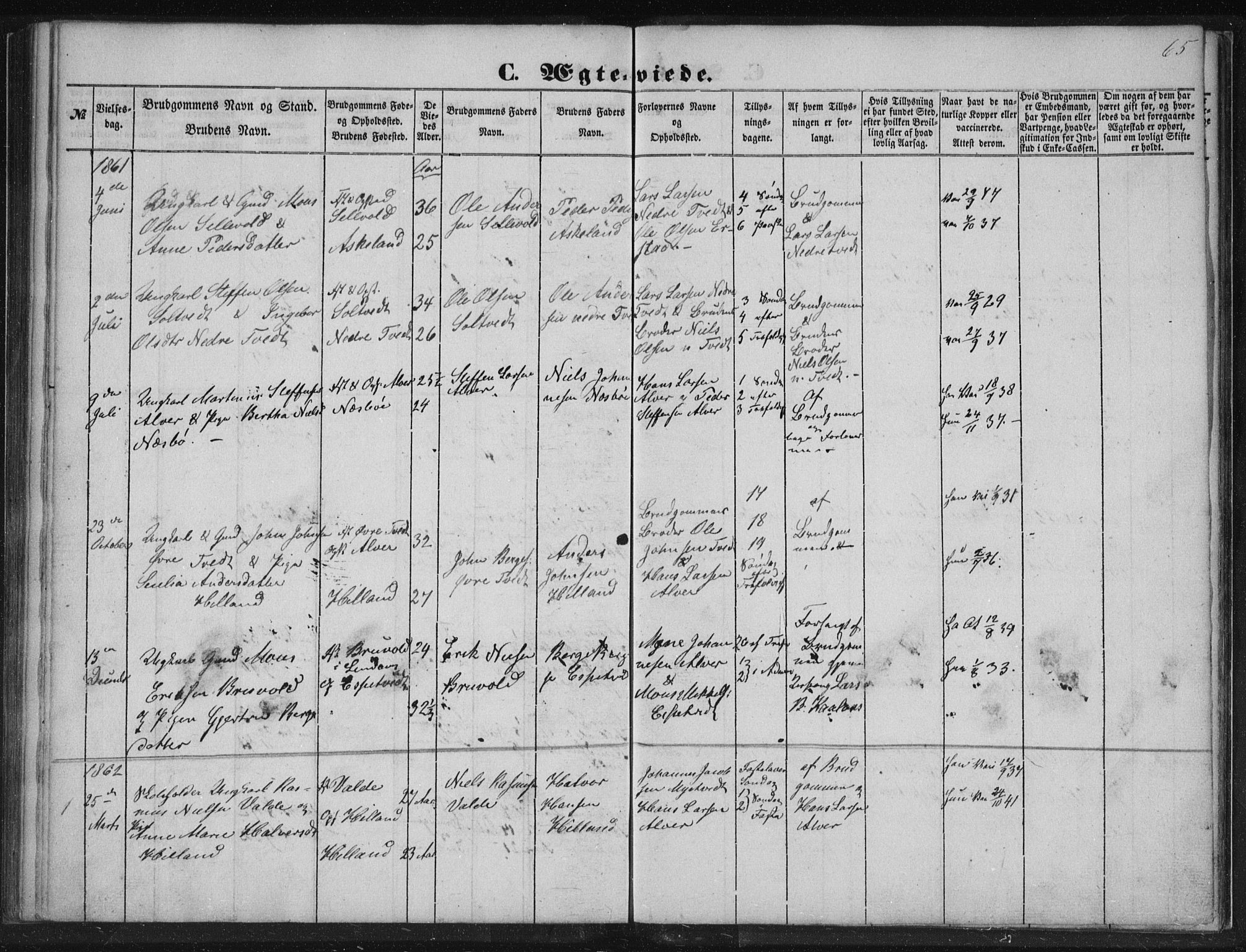 Alversund Sokneprestembete, SAB/A-73901/H/Ha/Hab: Parish register (copy) no. A 1, 1852-1864, p. 65