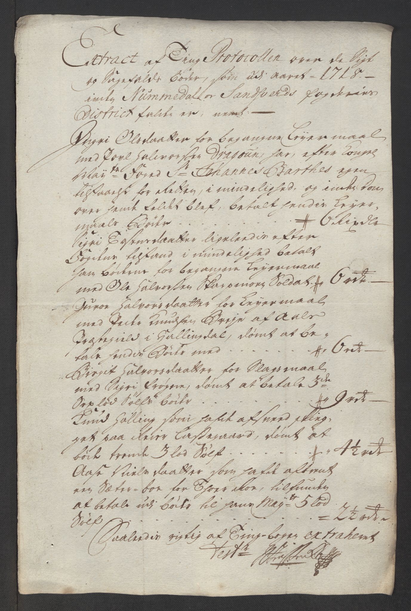 Rentekammeret inntil 1814, Reviderte regnskaper, Fogderegnskap, AV/RA-EA-4092/R24/L1594: Fogderegnskap Numedal og Sandsvær, 1718, p. 274